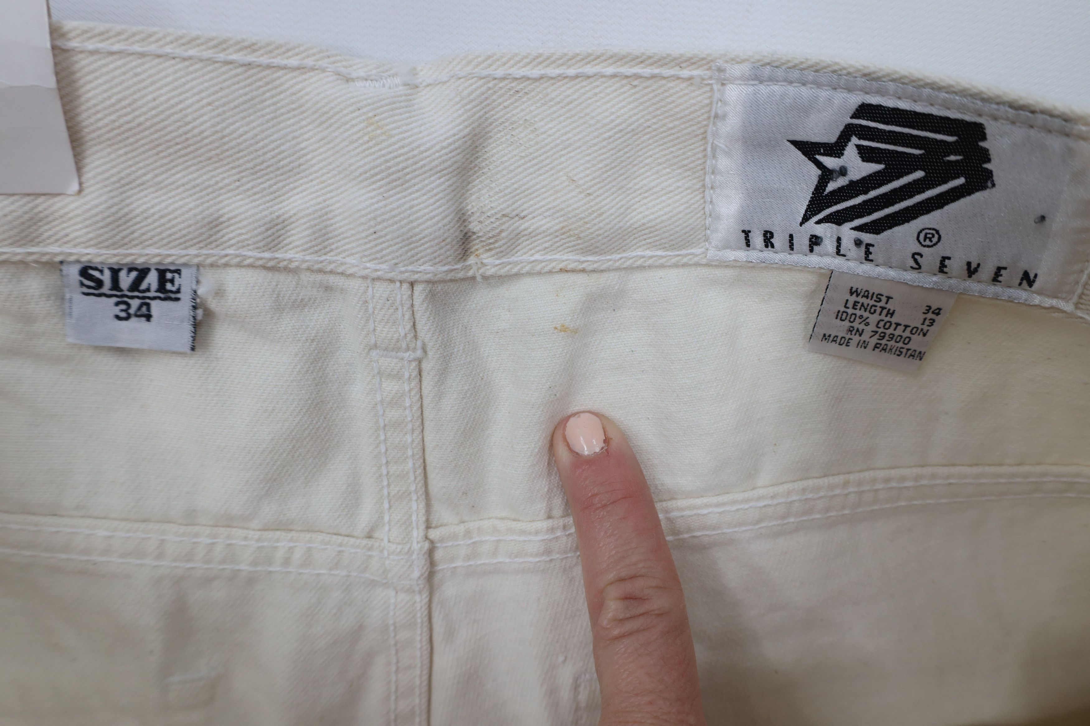 Vintage Deadstock Vintage 90s Streetwear Jean Shorts Jorts Cream Size US 34 / EU 50 - 7 Thumbnail