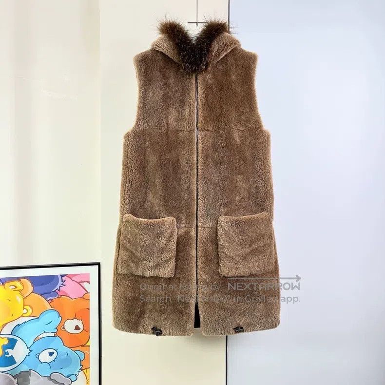 Brunello Cucinelli Brunello Cucinelli Brown Faux Fur Hooded Vest Jacket Size XS / US 0-2 / IT 36-38 - 1 Thumbnail