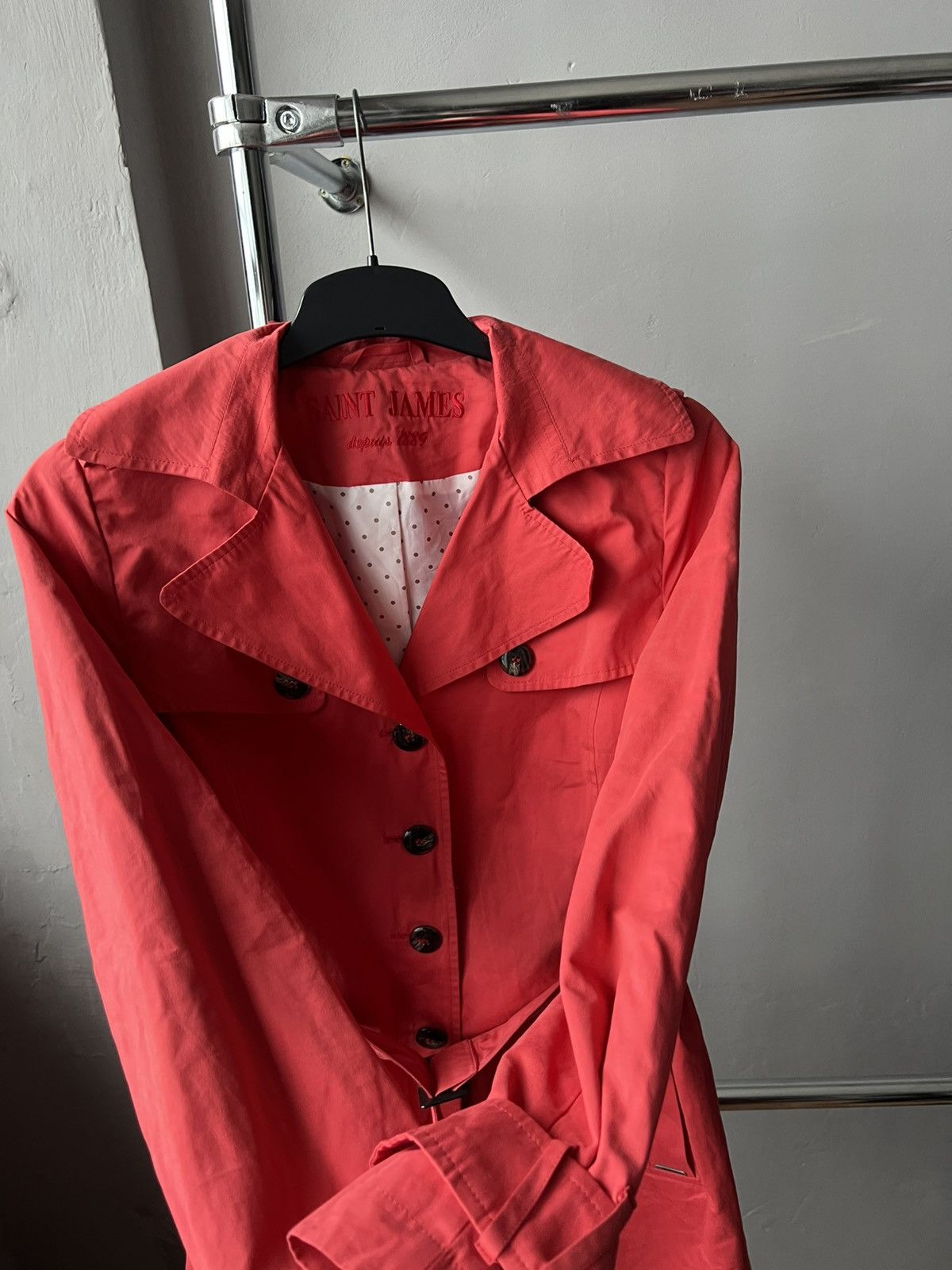 Saint James SAINT JAMES VINTAGE WOMEN PINK/ORANGE SOLID TRENCH COAT SZ 8 Size M / US 6-8 / IT 42-44 - 7 Thumbnail