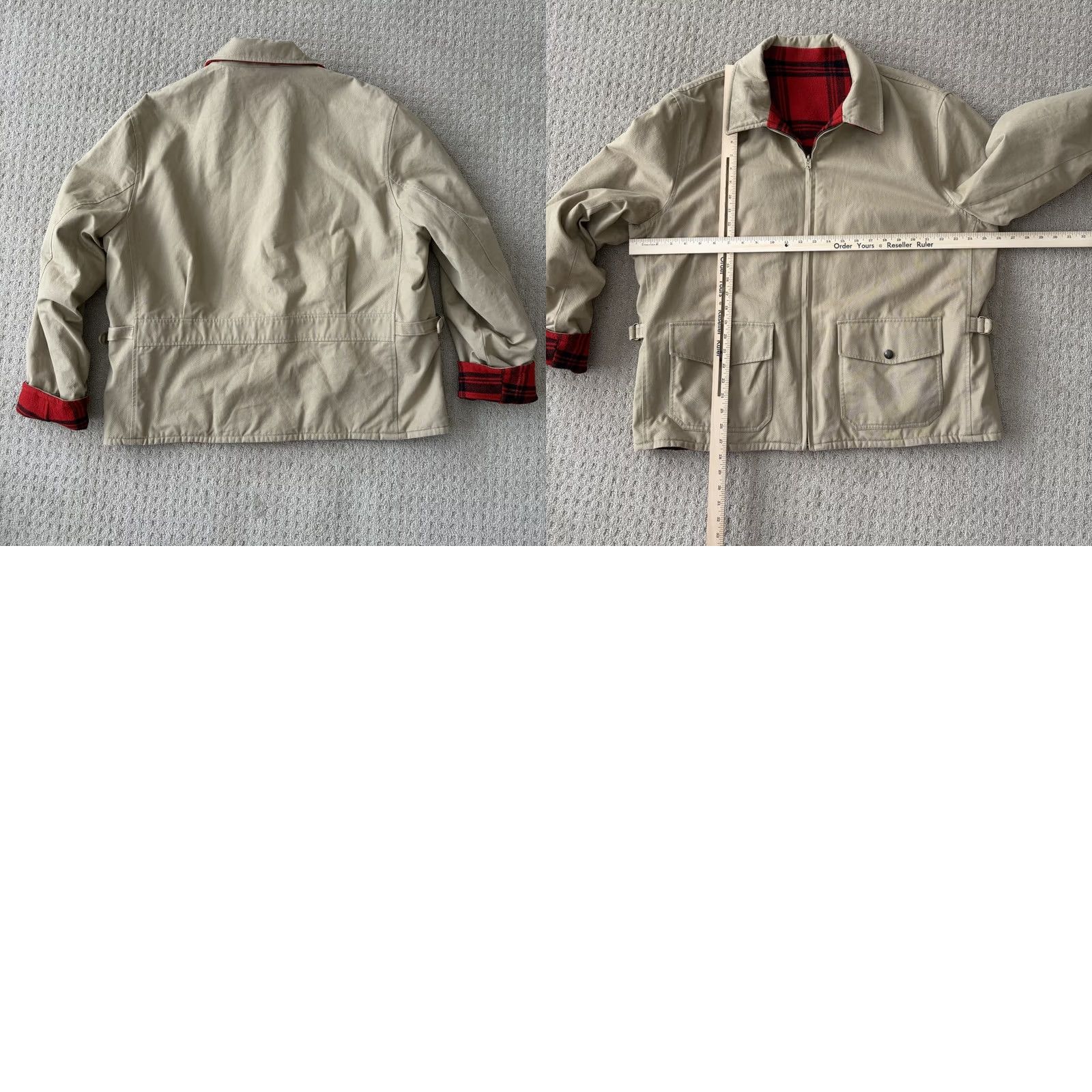 Vintage American Living Reversible Wool Jacket Mens 2XL Red Buffalo Plaid Zipper Mid-Length Size US XXL / EU 58 / 5 - 8 Thumbnail