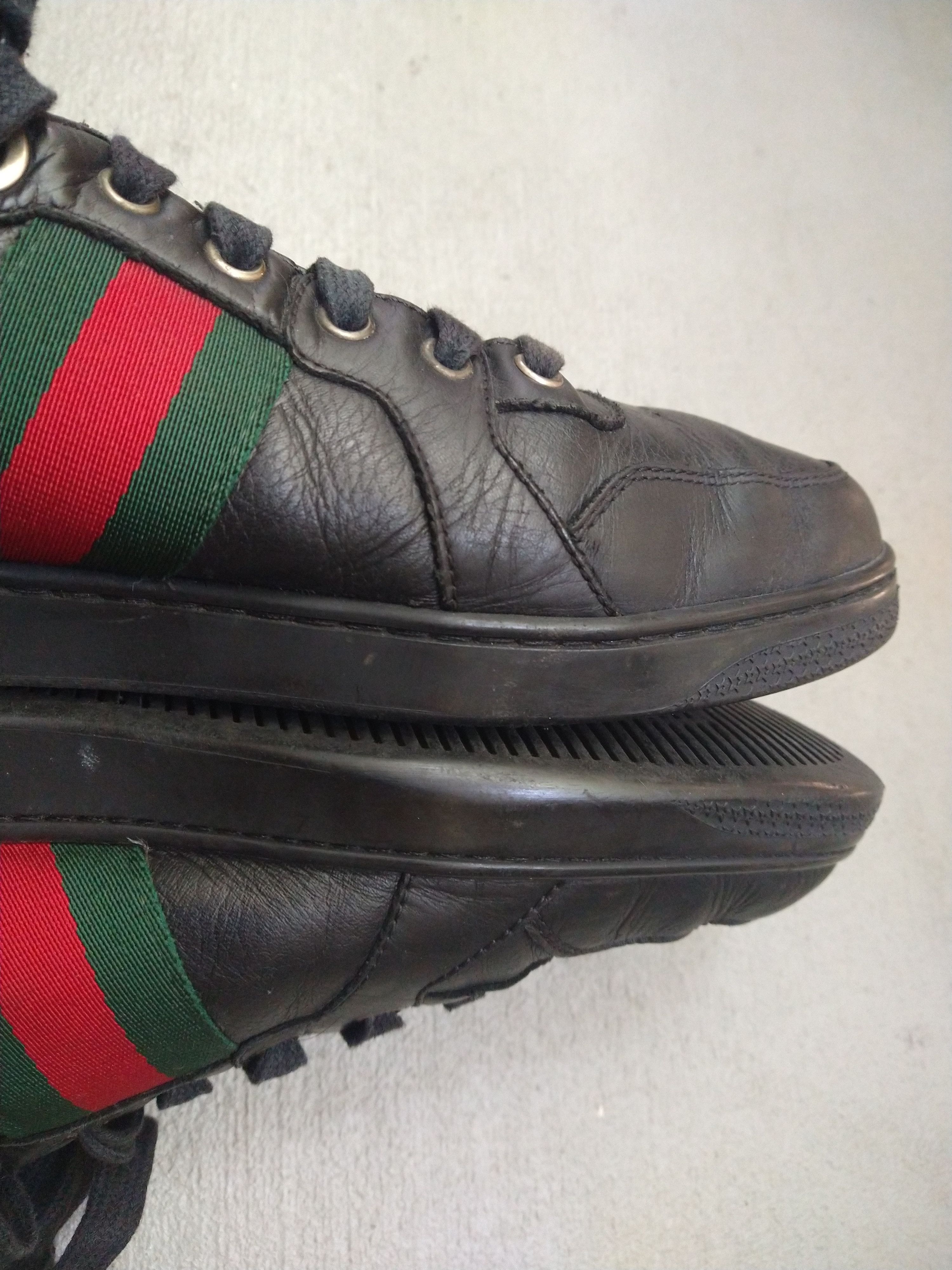 Gucci Gucci High Top Sneakers Black Leather Size 9.5 Lace Up Size US 9.5 / EU 42-43 - 17 Thumbnail