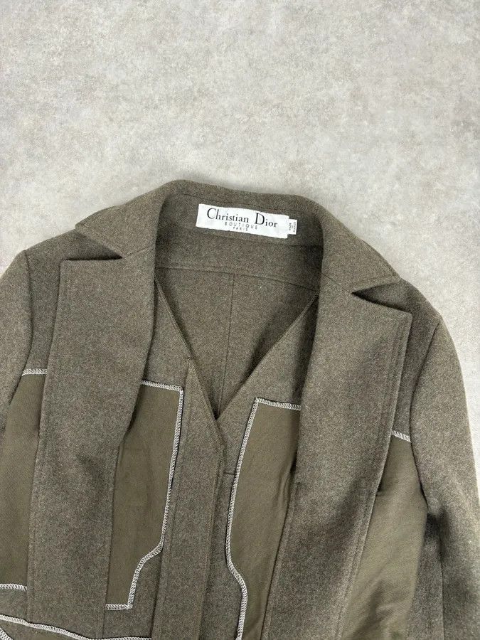 Dior AW2006 Christian Dior Khaki Wool Contrast Stitch Blazer Jacket Size M / US 6-8 / IT 42-44 - 4 Thumbnail