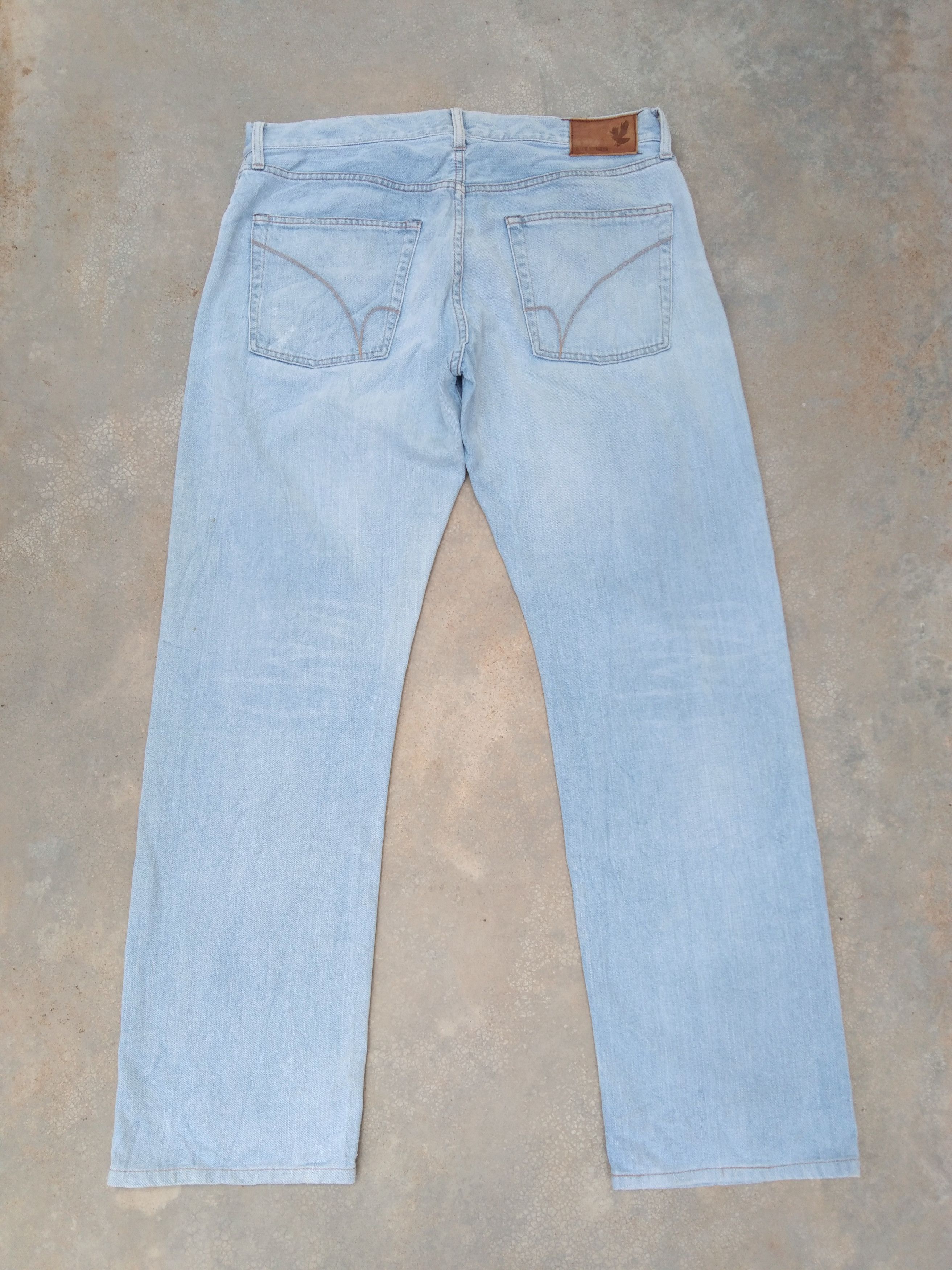 Japanese Brand Vintage Back Number Straight Leg Faded Blue Distressed Jeans Size US 33 - 2 Thumbnail