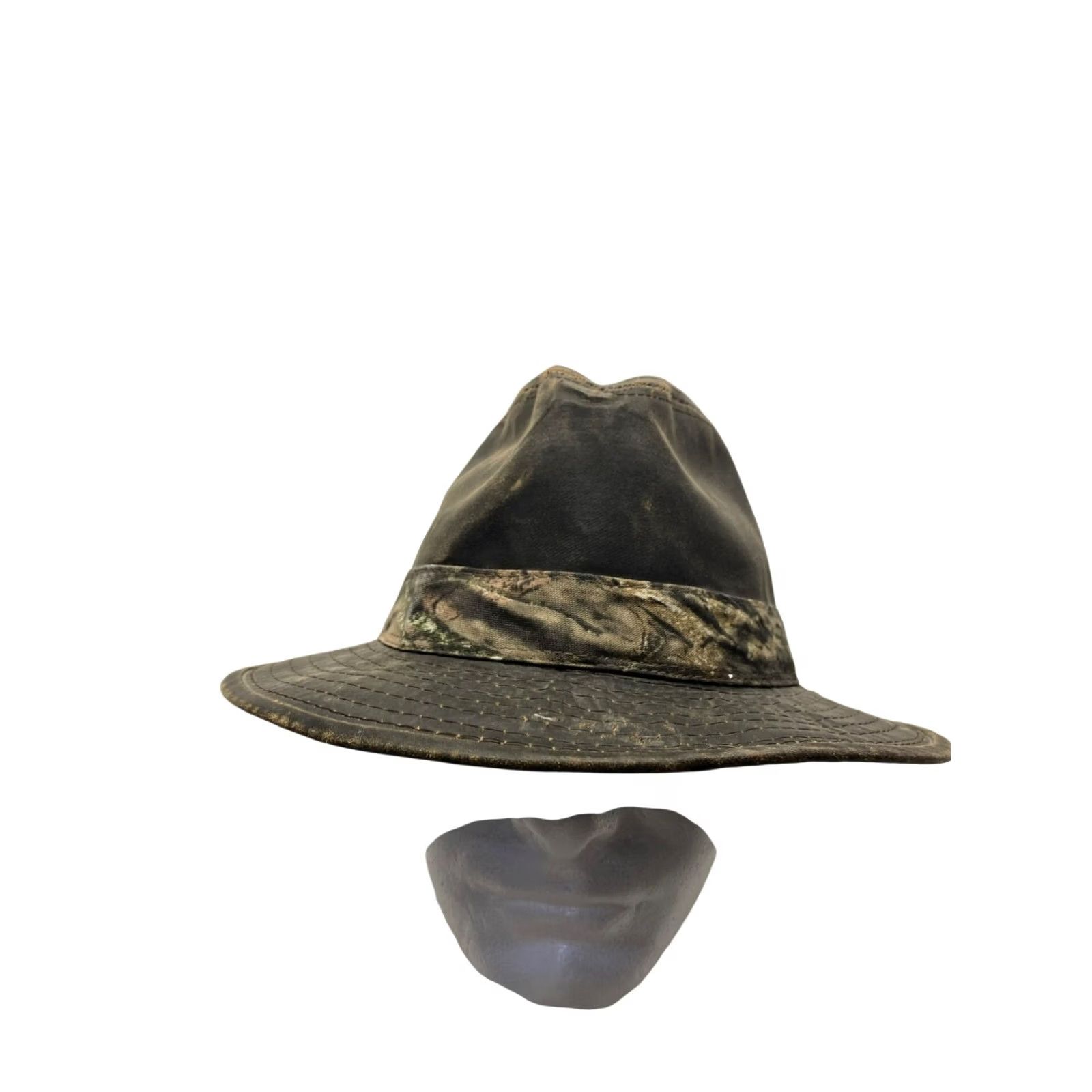Vintage Mossy Oak Mens Camouflage Wide Brim Outdoor Hat Fedora Small/Medium Black Outdoors Signatures Mens Size ONE SIZE - 2 Thumbnail