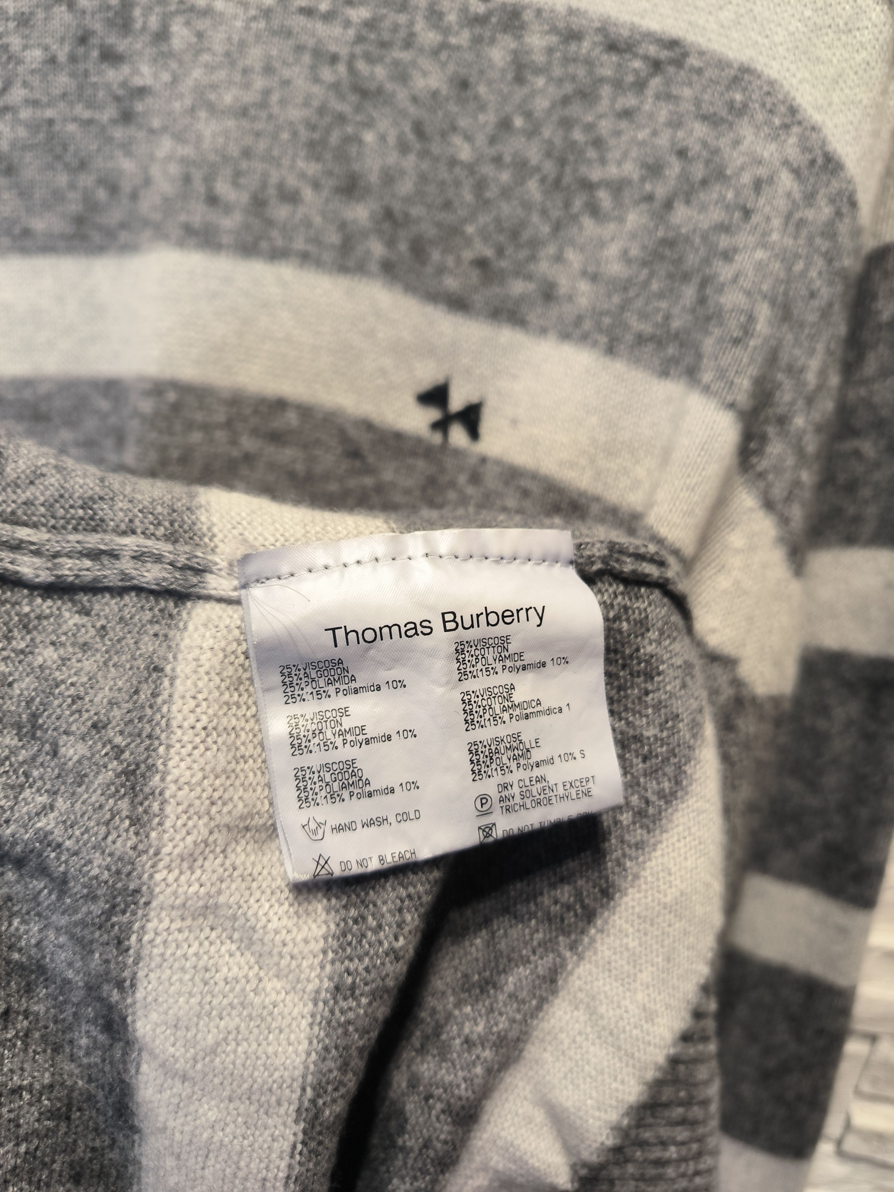 Burberry × Vintage Thomas Burberry Knitwear Striped Sweatshirt Sweater Logo Size US L / EU 52-54 / 3 - 5 Thumbnail