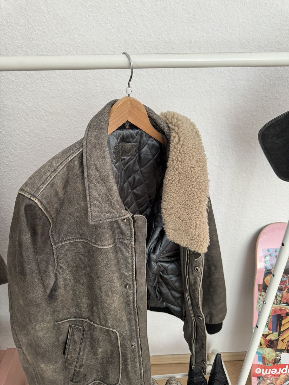 Genuine Leather × Vintage Leather Flight Jacket in Grey Size US M / EU 48-50 / 2 - 3 Thumbnail