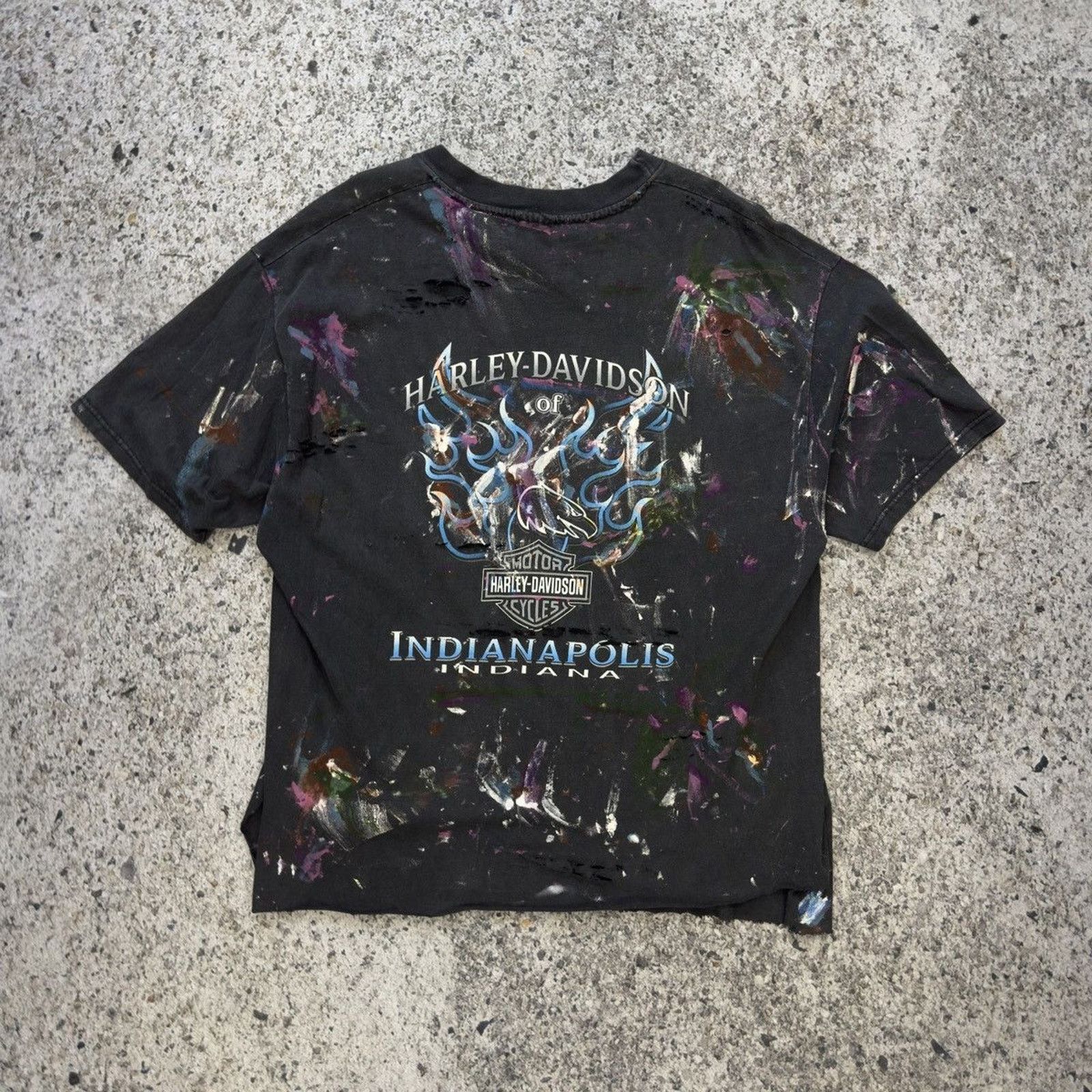 Harley Davidson Harley Davidson Thrashed Paint Distressed Shirt ERD Grunge Size US XL / EU 56 / 4 - 2 Thumbnail