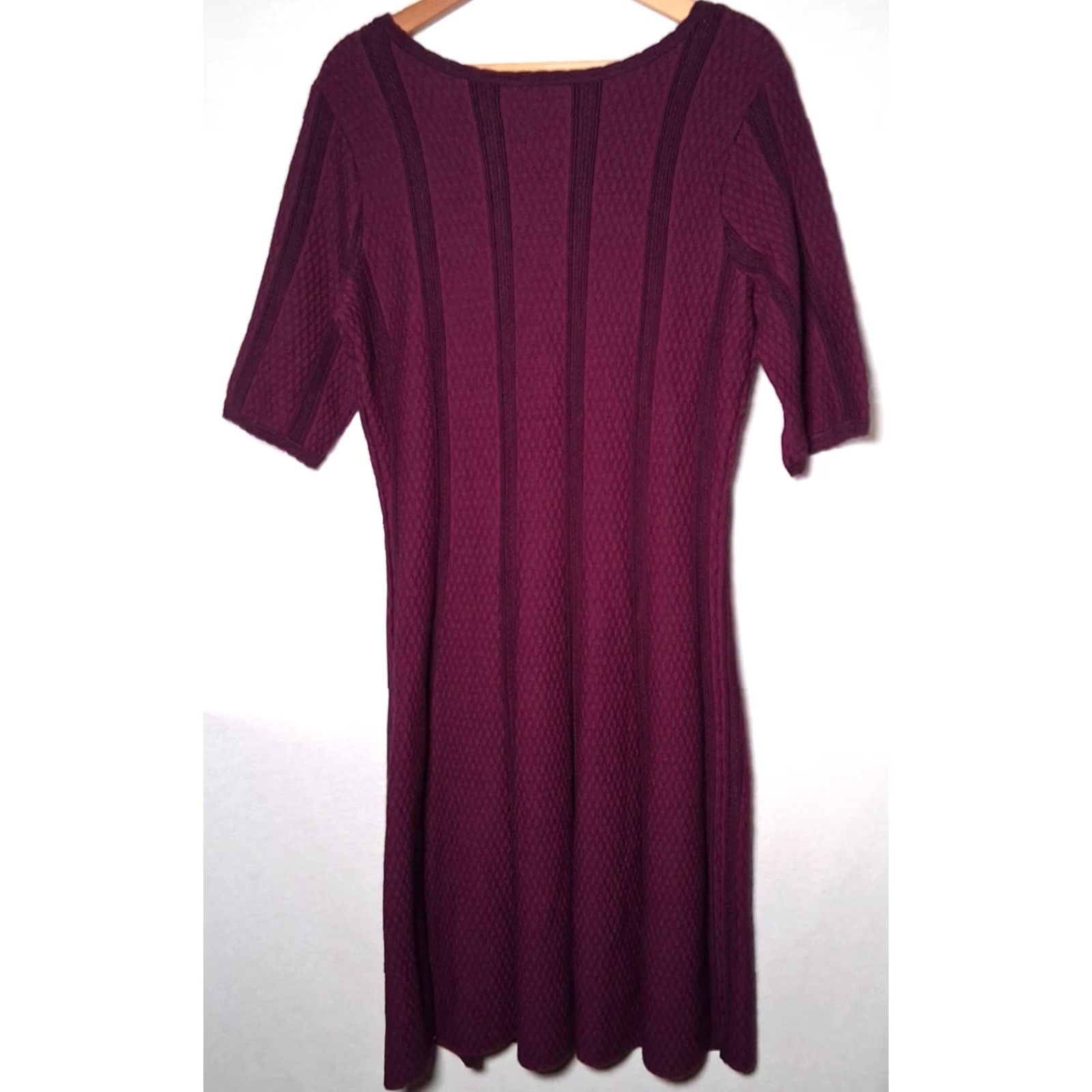 Vintage VINTAGE Dressbarn Sweater Dress XL Diamond Knit Maroon Whimsygoth READ Flawed Size XL / US 12-14 / IT 48-50 - 2 Thumbnail