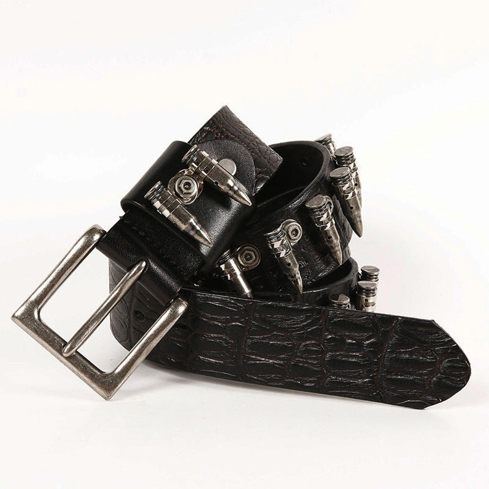Leather Metal Bullet-Stud Cowhide Leather Belt Size ONE SIZE - 2 Thumbnail