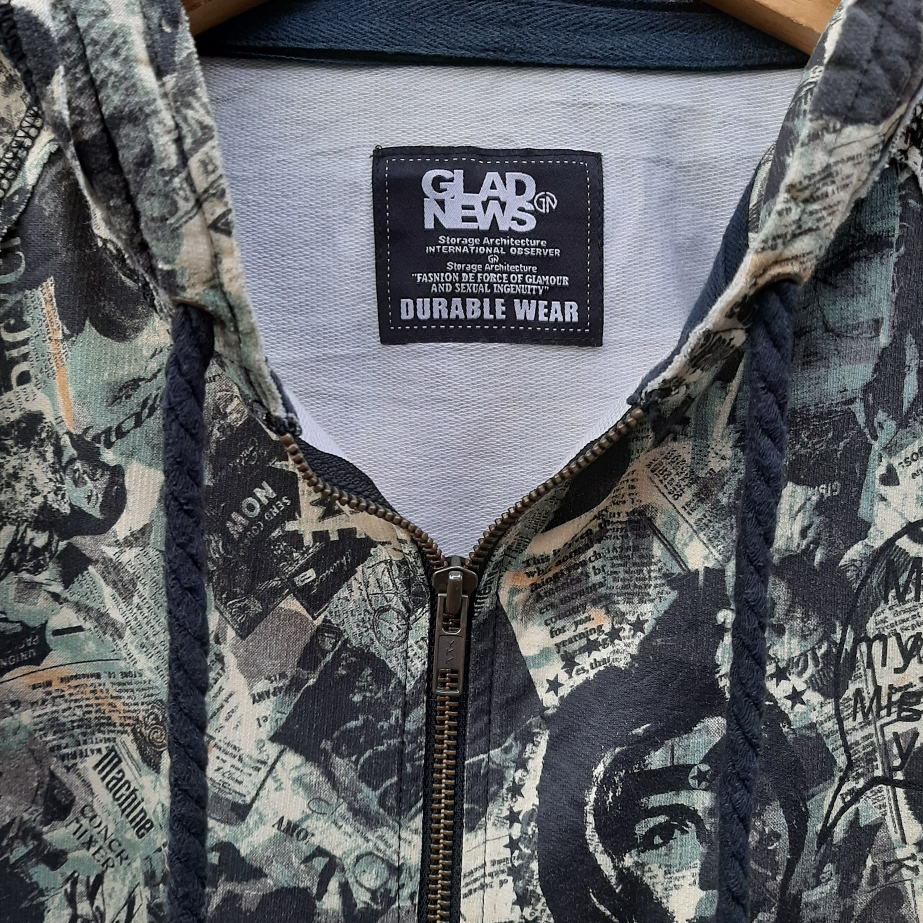 Japanese Brand Glad News printed zipper hoodie Size ONE SIZE - 5 Thumbnail