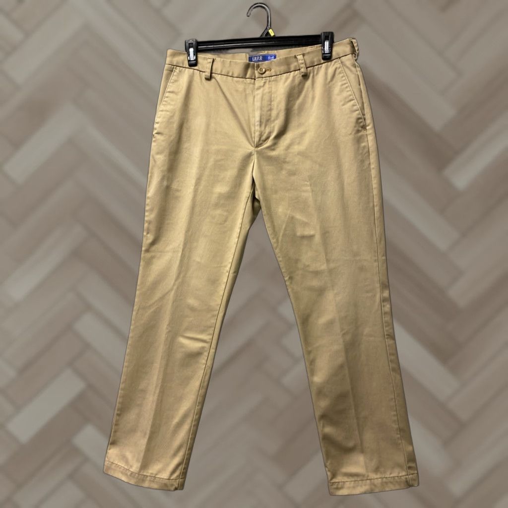 Izod IZOD Chino Pants Men 34x30 Khaki Straight Flat Front Casual Solid /0408 Size US 34 / EU 50 - 1 Thumbnail