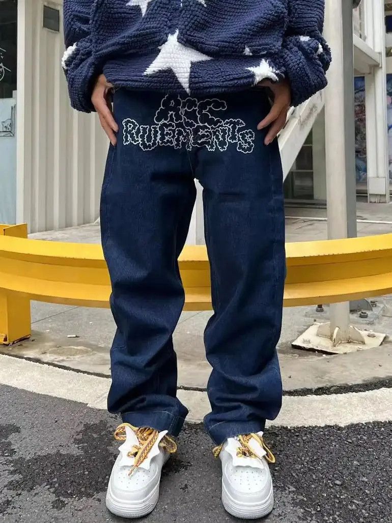 Letter star print y2k jeans