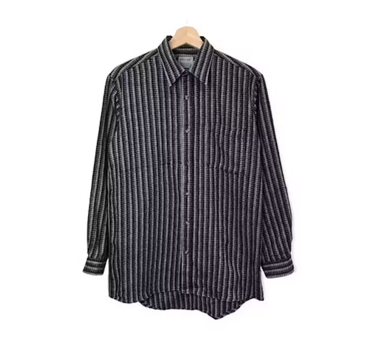 image of Flannel Saramex Stripe Design Shirt Button Up, Men's (Size Medium)