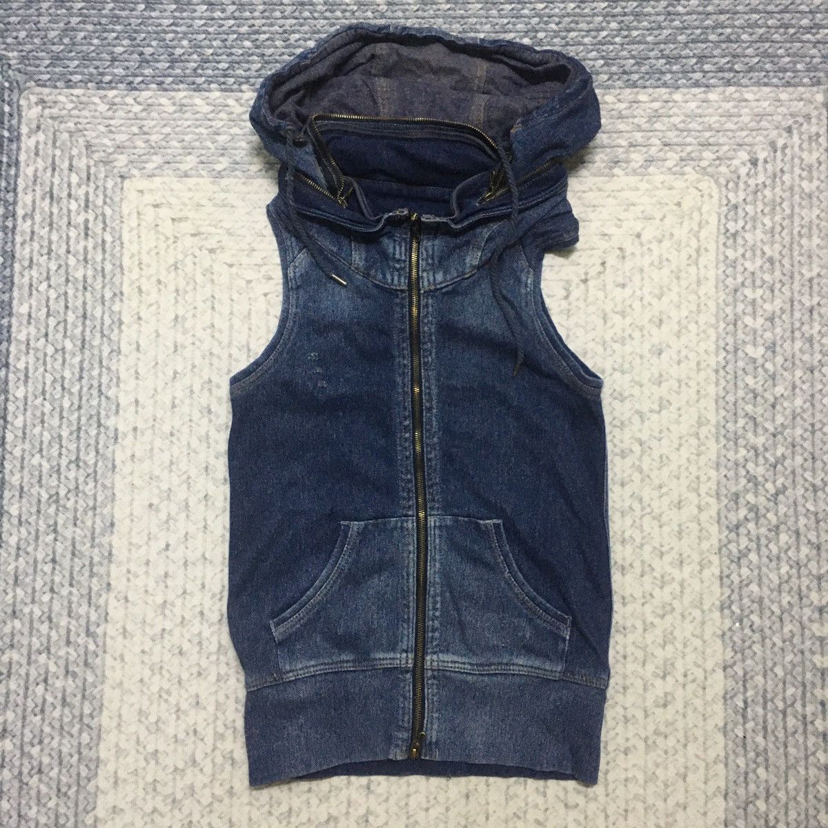 Japanese Brand Rare GOA Seditionaries Sleeveless Denim Jacket with Hoodie Size US XXS / EU 40 - 2 Thumbnail