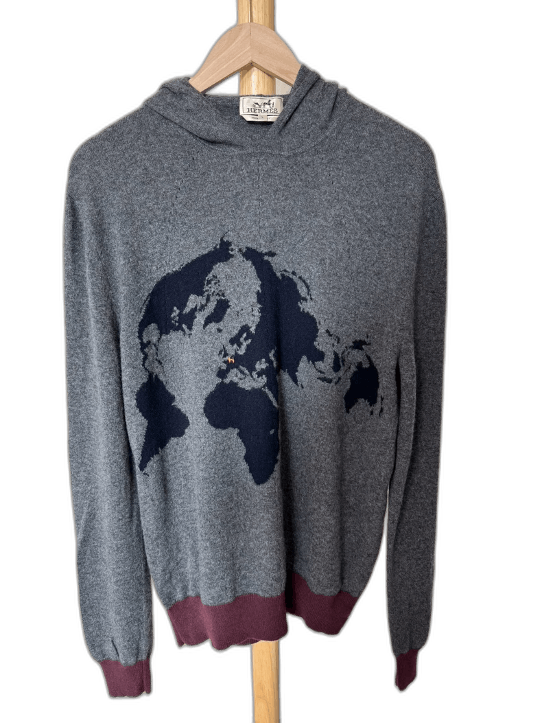 Hermes Hermes Cashmere Sweater with World Map Design Size US L / EU 52-54 / 3 - 1 Thumbnail