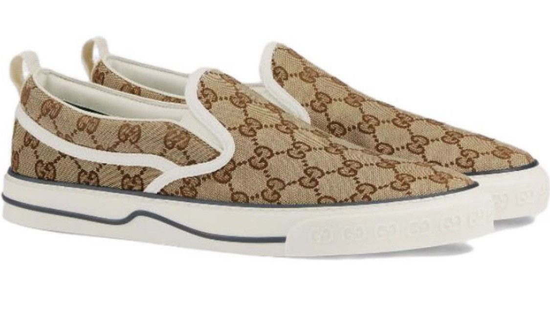 Gucci Gucci Men's Tennis 1977 Slip-On Beige Ebony size 12 Size US 12 / EU 45 - 1 Thumbnail