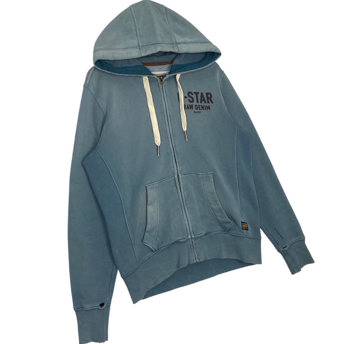 Vintage Vintage G-Star Denim Original Big Logo Printed Hoodie Blue Size US M / EU 48-50 / 2 - 2 Thumbnail