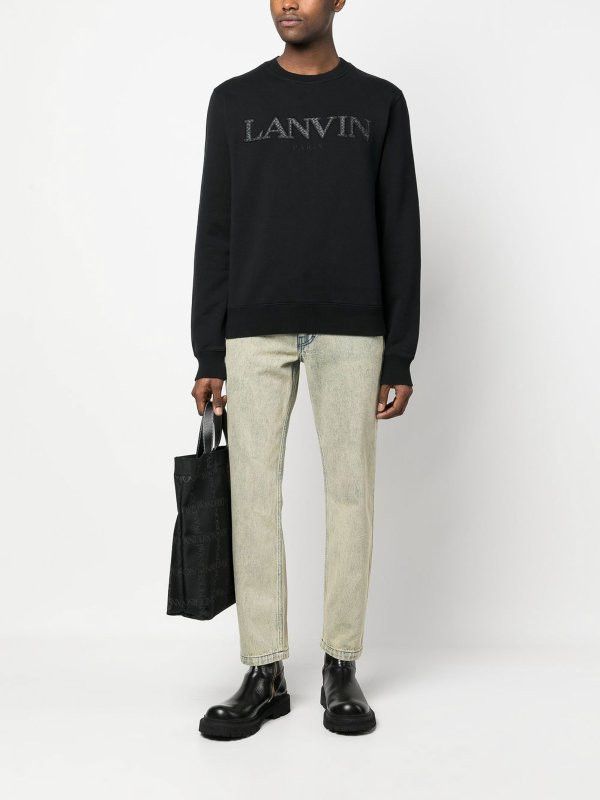 Lanvin oc11z0426 Logo Embroidered Sweatshirt in Black Size US M / EU 48-50 / 2 - 2 Thumbnail