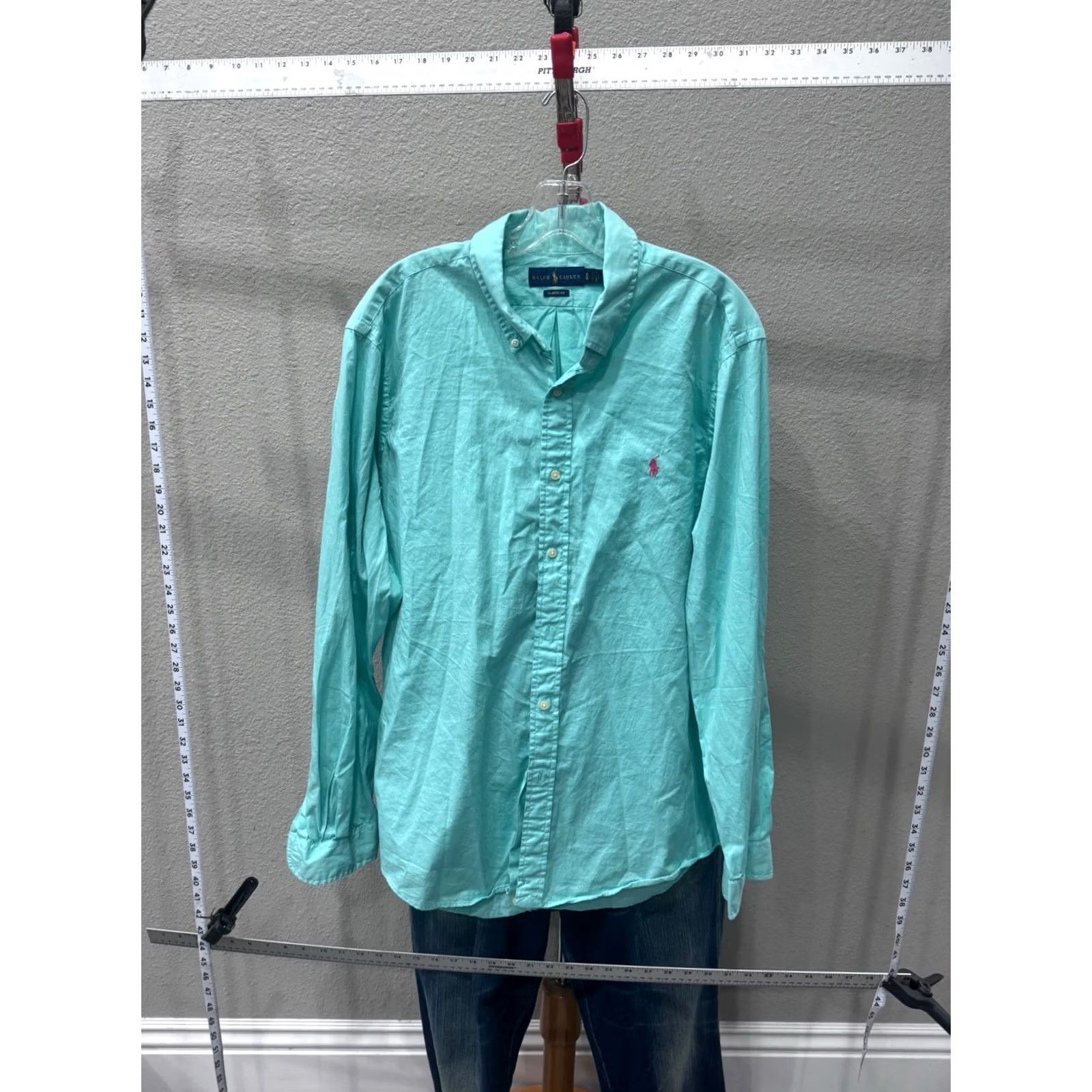 Ralph Lauren Ralph Lauren LONG SLEEVE SHIRT XL Mens Aqua Green Multicolor 17.5 x 36/37 Size US XL / EU 56 / 4 - 2 Thumbnail