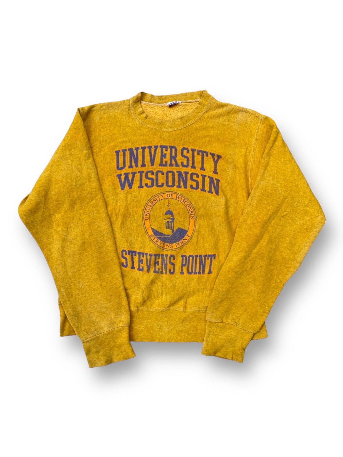 image of American College x Vintage University Wisconsin Stevens Point Vintage Sweatshirt. Y in Yellow (Size