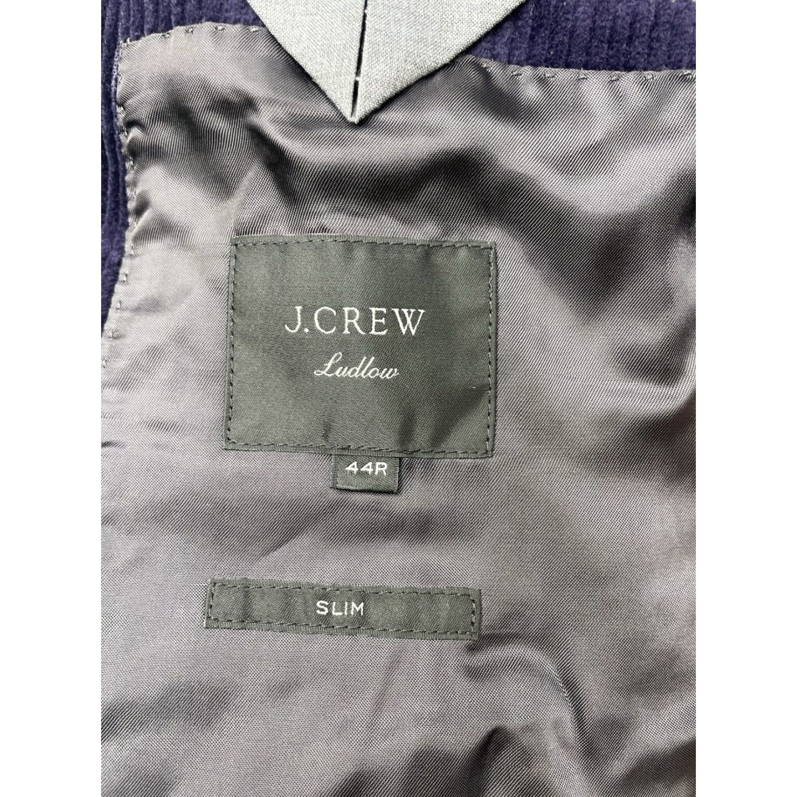 J.Crew VINTAGE J.CREW Blazer Jacket Corduroy Plum Two-Button Slim Fit Navy Dark Plum Mens 44 Regular Notch Lapel Size 44R - 4 Thumbnail