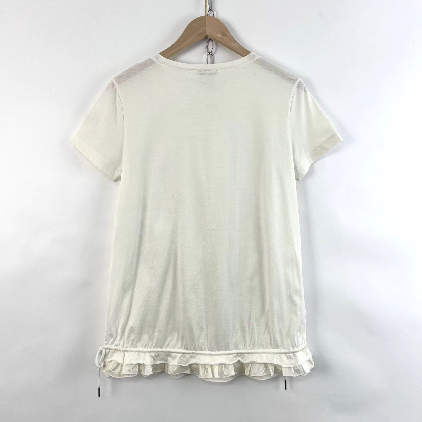 Moncler Moncler White Ruffle Hem Slit Short Sleeve T-shirt K12 Size US S / EU 44-46 / 1 - 2 Thumbnail