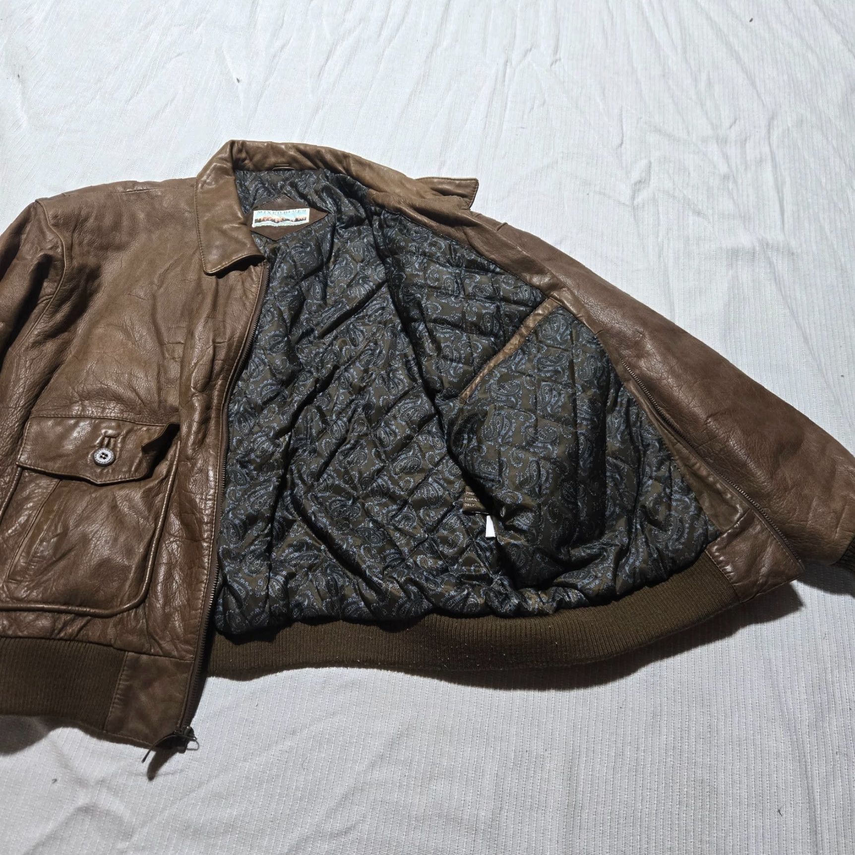 Vintage VINTAGE Mixed Blues Jacket Adult Mens Large L Brown Leather Suede Bomber Jacket All Seasons Fall Spring Winter 90s? Size US L / EU 52-54 / 3 - 2 Thumbnail