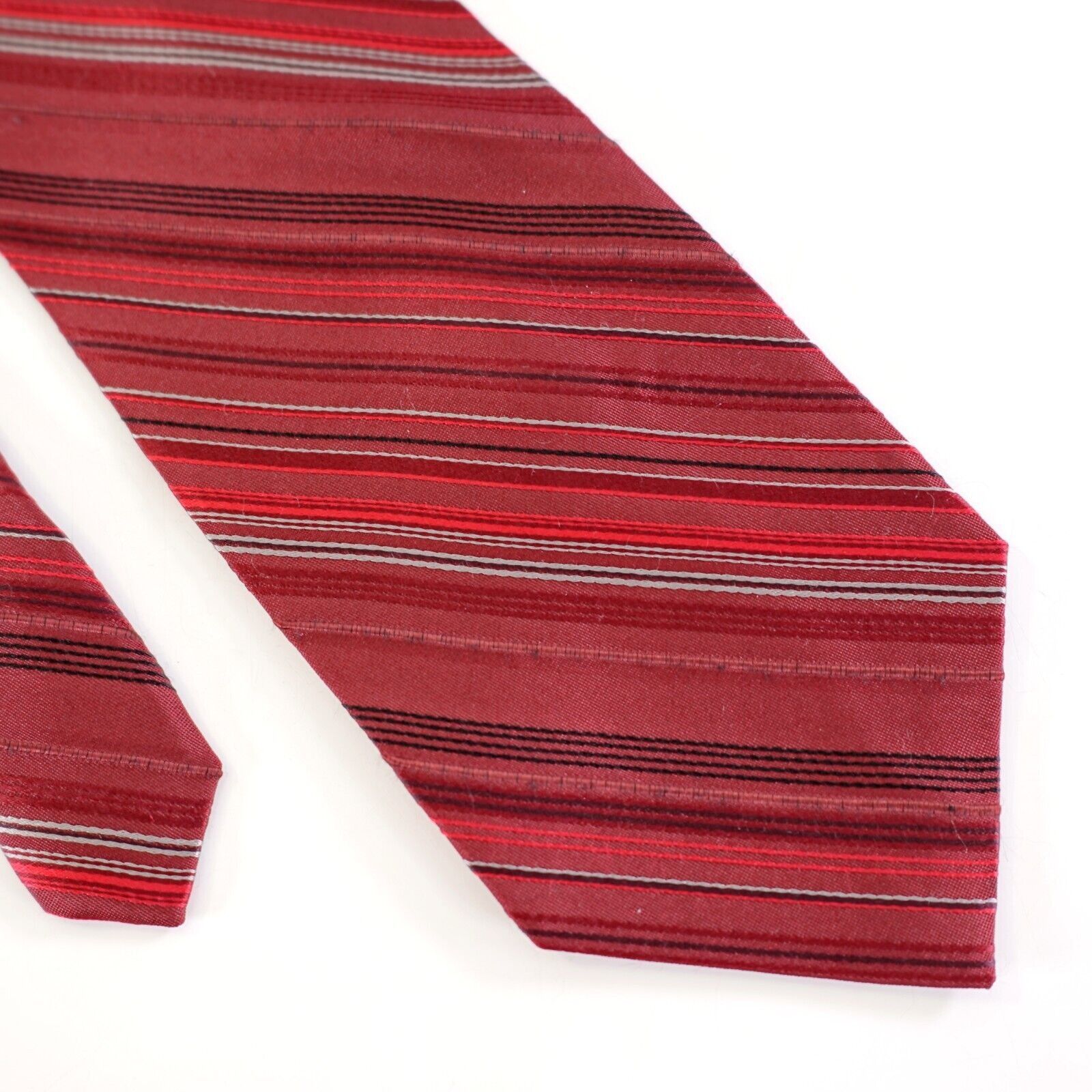 George George Red Striped Woven Silk Tie Size ONE SIZE - 1 Thumbnail