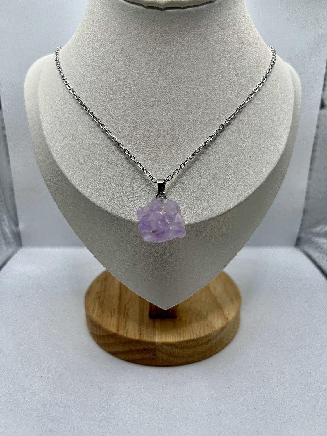 Handmade Amethyst Silver Chain Necklace Size ONE SIZE - 1 Thumbnail