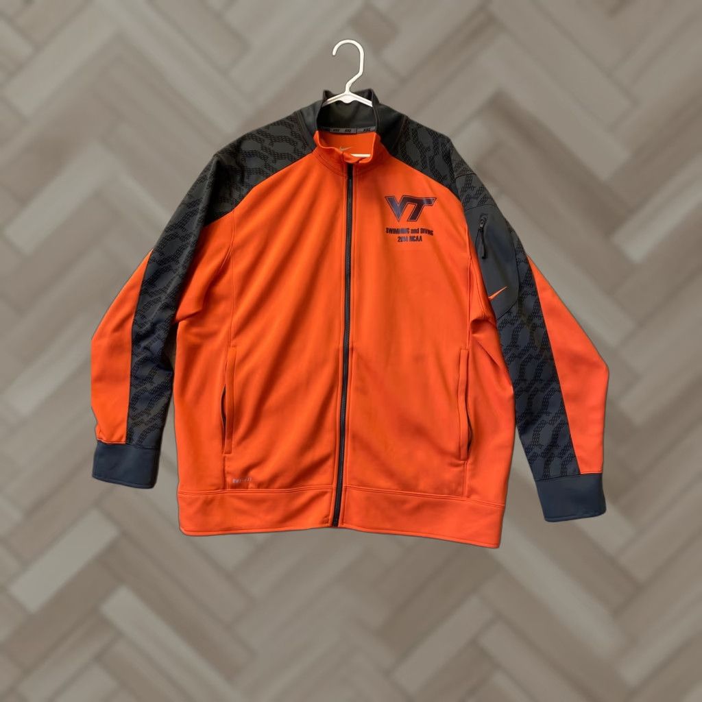 Nike Men's 2XL Athletic Jacket Orange Polyester Stretch Pockets 95-33