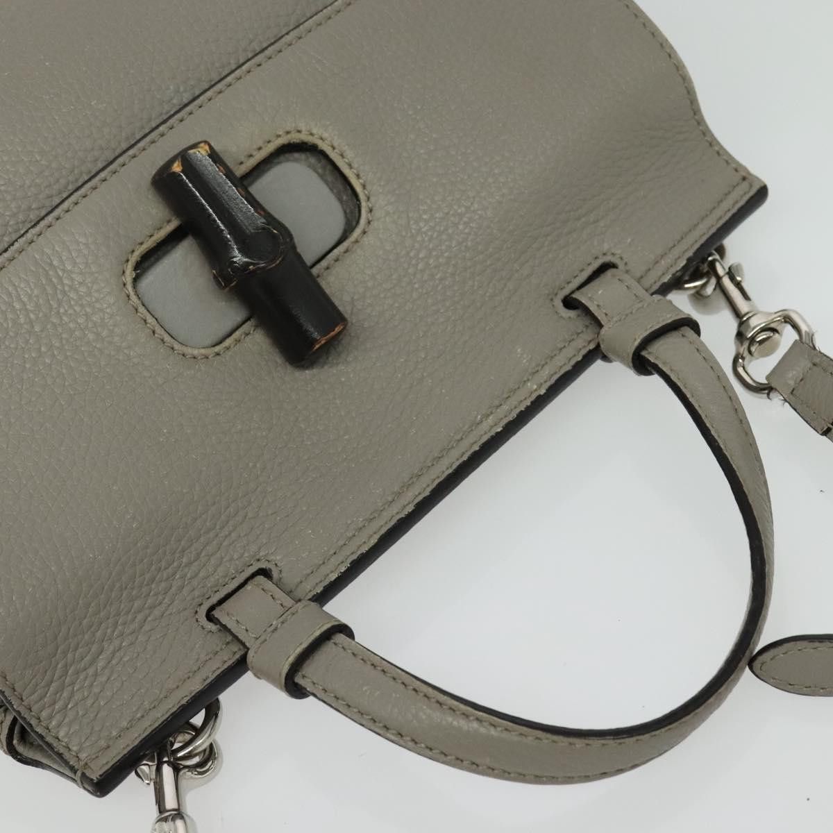 Gucci GUCCI Bamboo Daily Hand Bag Leather Gray Silver Size ONE SIZE - 6 Thumbnail