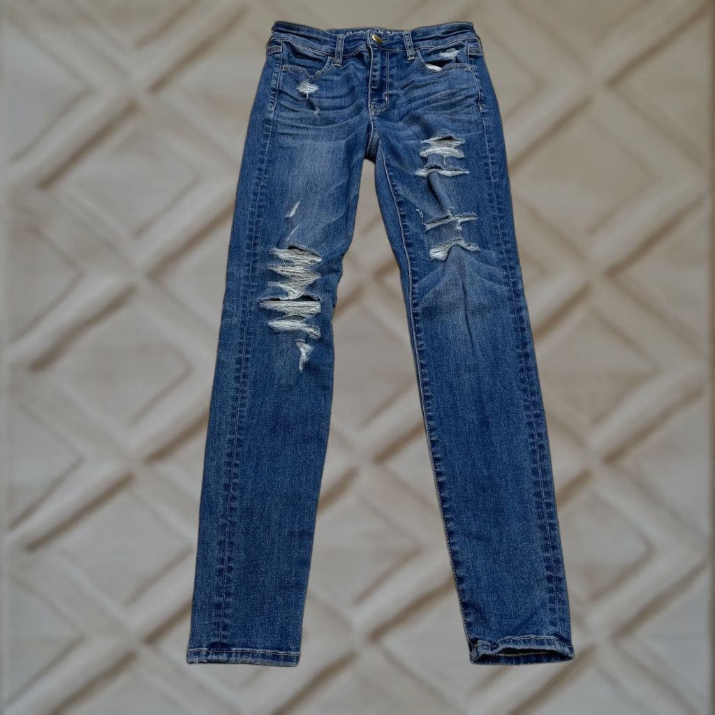 American Eagle Outfitters American Eagle Jeans Womens 4 Super Stretch High Rise Jegging Blue Dark Denim Size 27" / US 4 / IT 40 - 1 Thumbnail