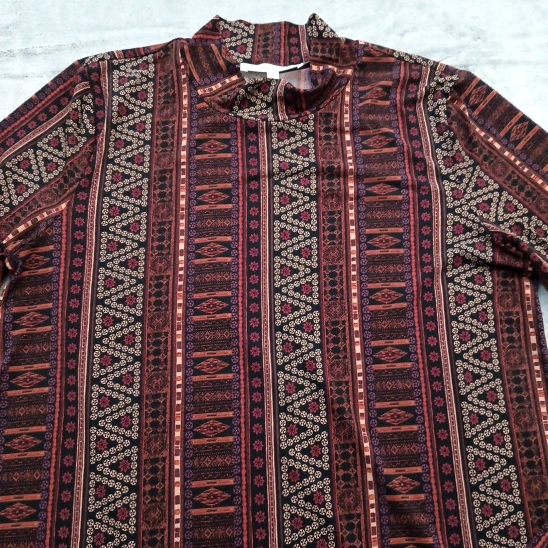 BCBGeneration BCBG Dress Short Brown Geometric A-Line Long Sleeve Pullover L Brown Geometric A-Line Women's L Size L / US 10 / IT 46 - 2 Thumbnail