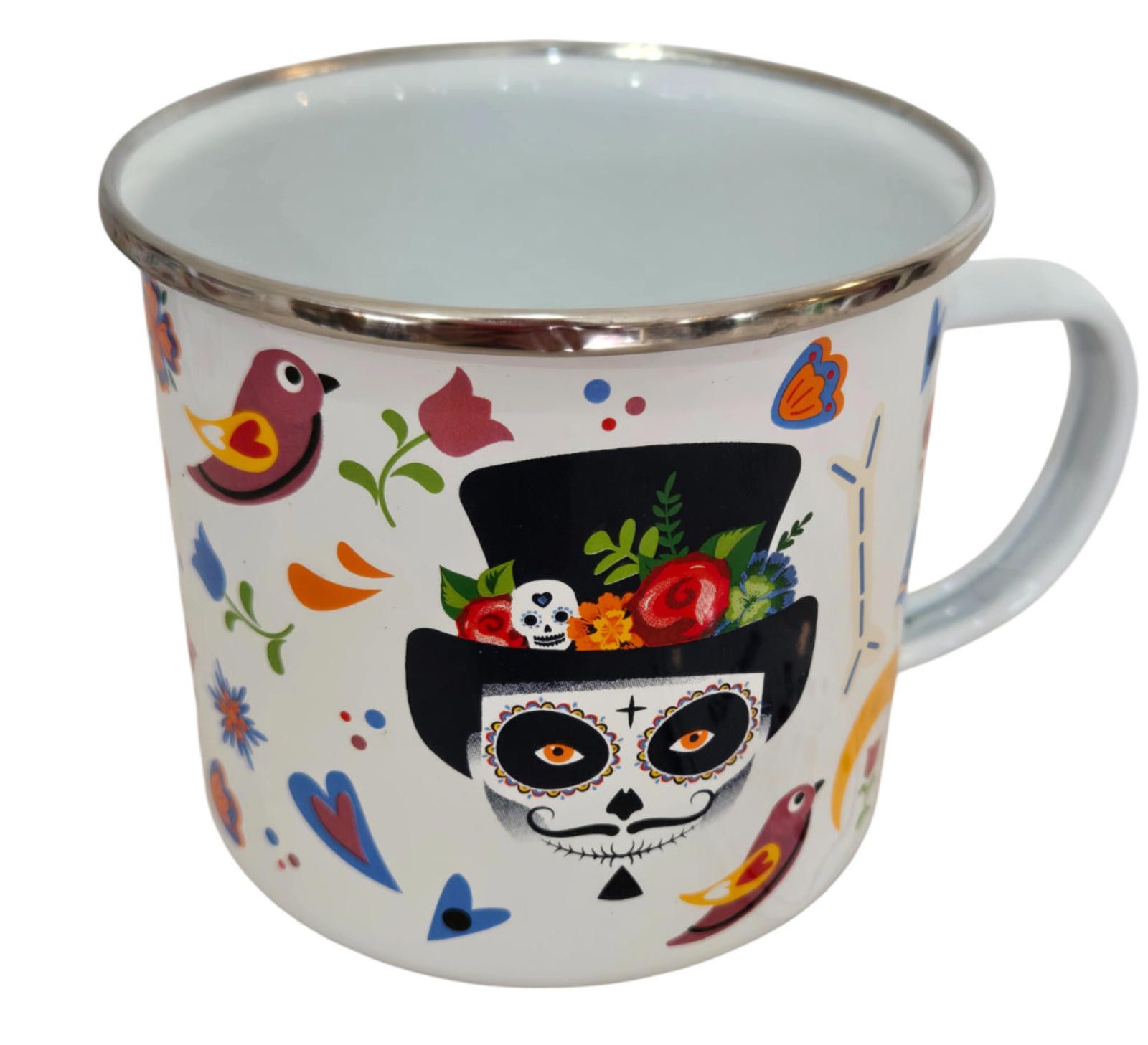 The Unbranded Brand Day of the Dead Enamel Coffee Cup Mug 17 oz. Gift NEW Size ONE SIZE - 1 Thumbnail