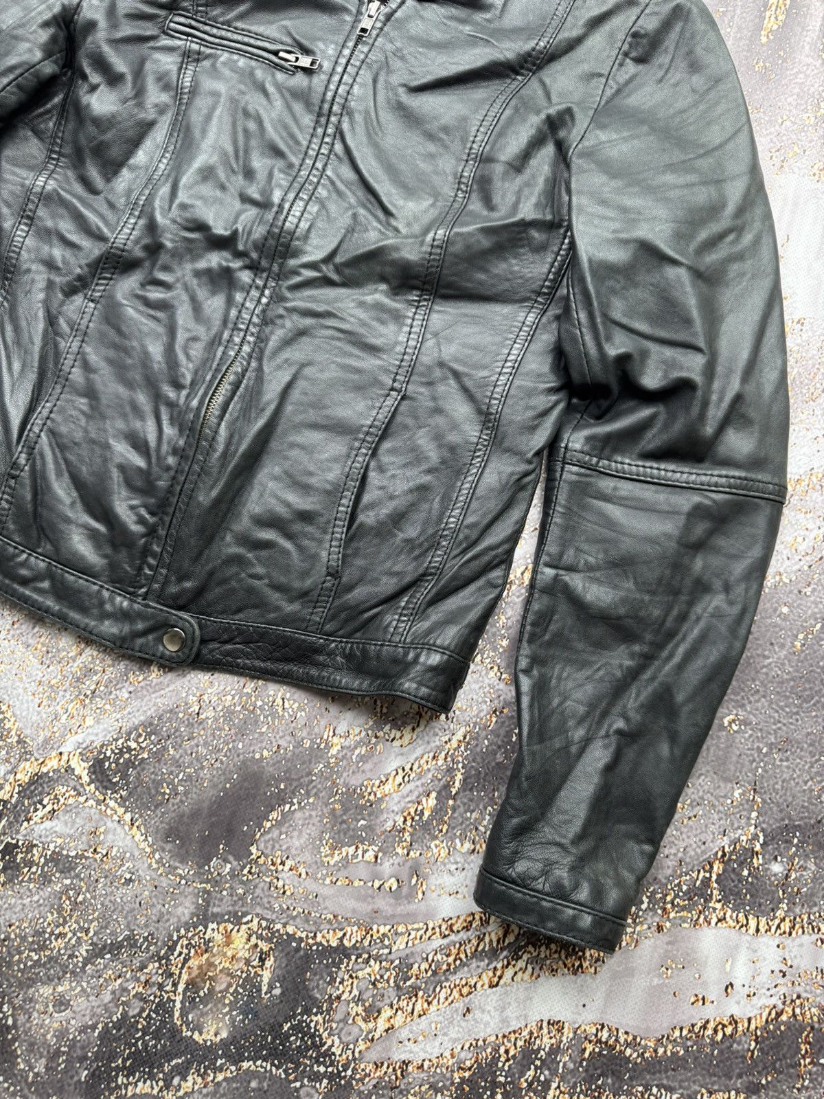 Genuine Leather Vintage Lamb Leather Biker Jacket Size S / US 4 / IT 40 - 3 Thumbnail