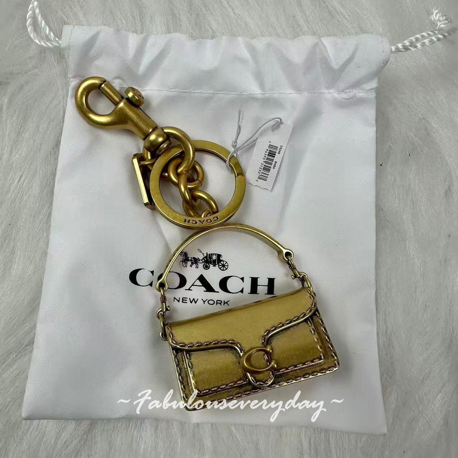 Coach Coach Tabby Bag Charm With Key Chain Keyring In Brass CS246 Size ONE SIZE - 2 Thumbnail