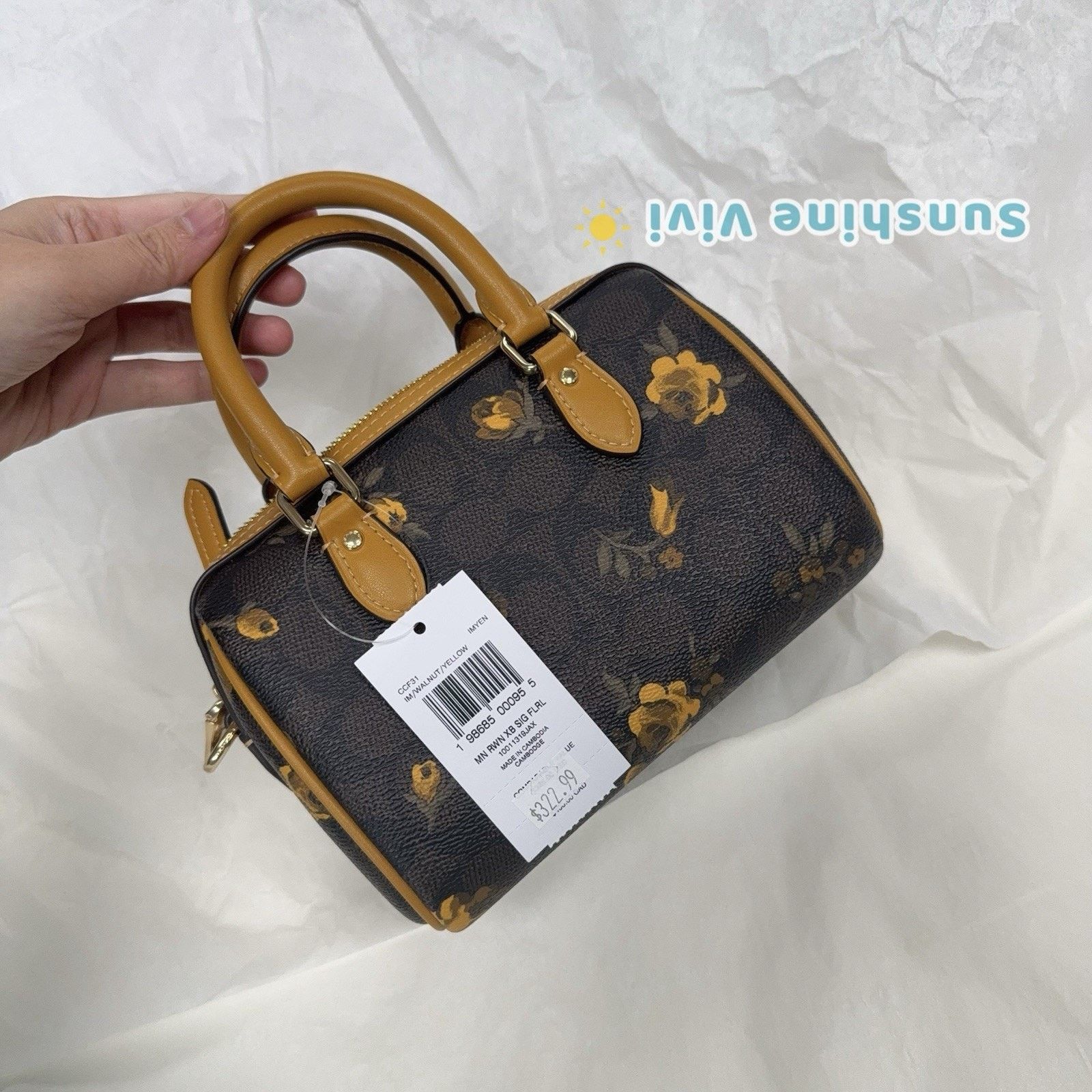Coach NWT Coach Mini Rowan Crossbody Bag Floral CCF31 Yellow Size ONE SIZE - 5 Thumbnail