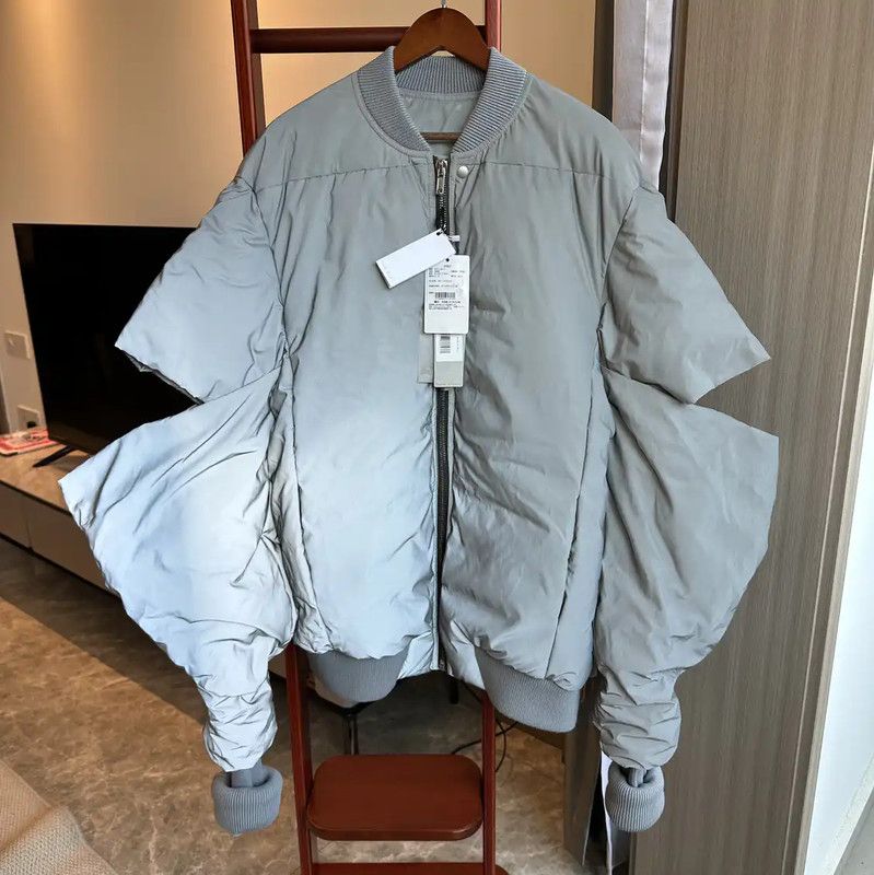 Rick Owens Rick Owens Silver Nylon Men's Down Jacket 0089 Size US L / EU 52-54 / 3 - 1 Thumbnail