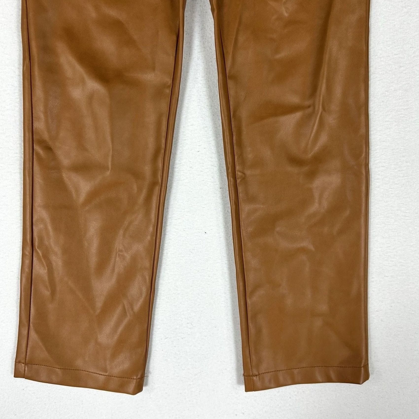 7 For All Mankind 7 For All Mankind Faux Leather Wide-Leg Cropped Pants Women's XS Tan Casual Size 26" / US 2 / IT 38 - 4 Thumbnail
