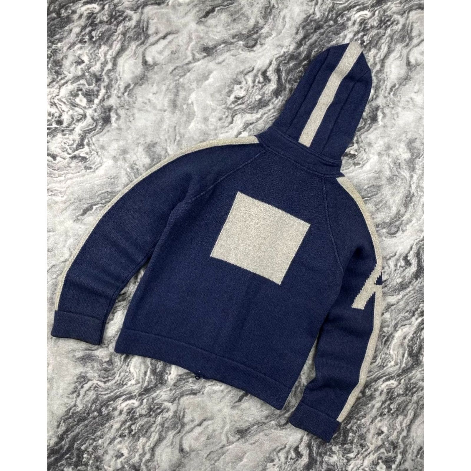 Vintage VINTAGE Armani Jeans Knit Wool Full Zip Hoodie 00s Men Size L Blue Size US L / EU 52-54 / 3 - 2 Thumbnail