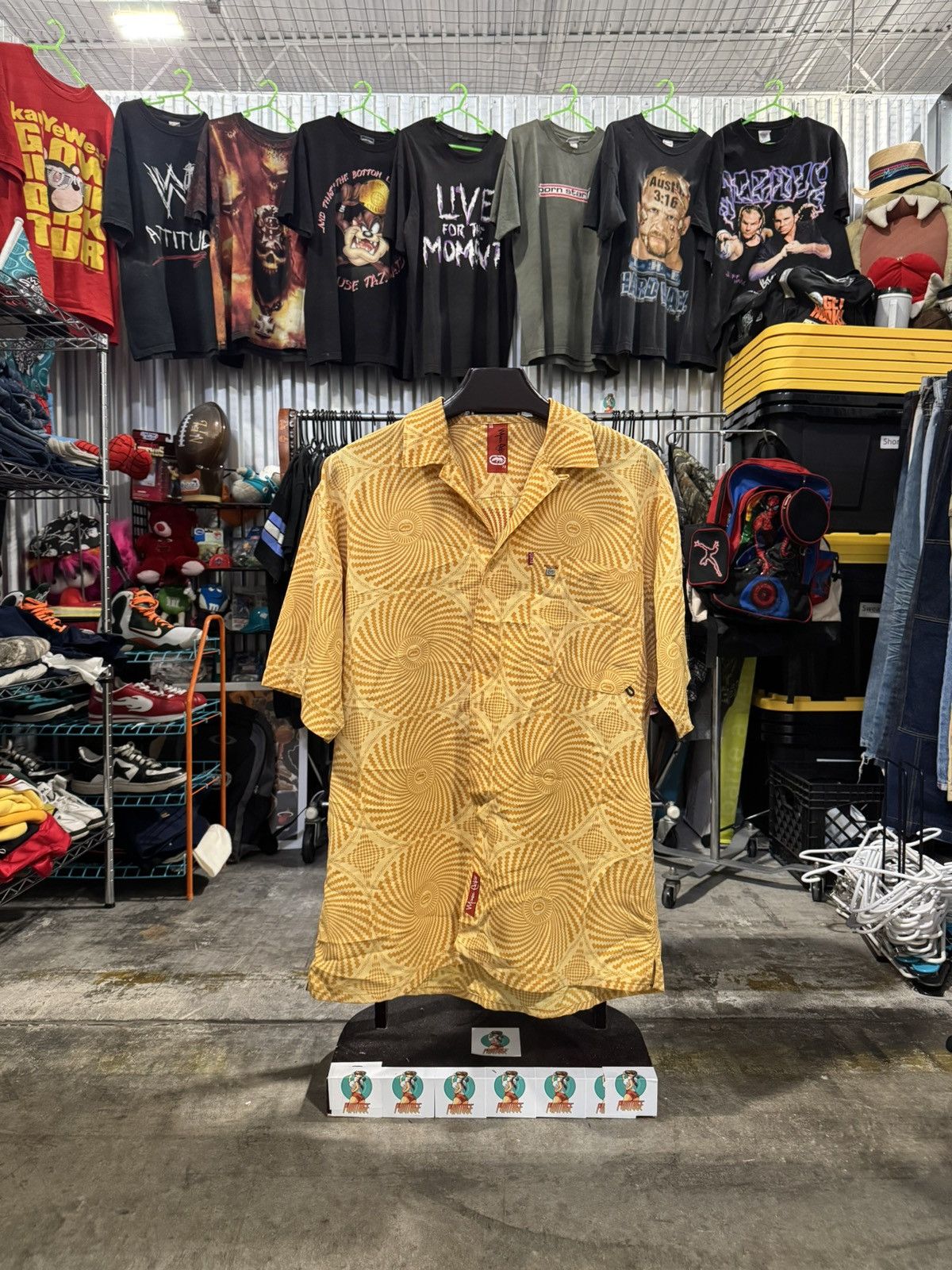 Ecko Unltd. × Marc Ecko × Vintage 90s Marc Ecko Disco Wheel Button Up XL Size US XL / EU 56 / 4 - 1 Thumbnail