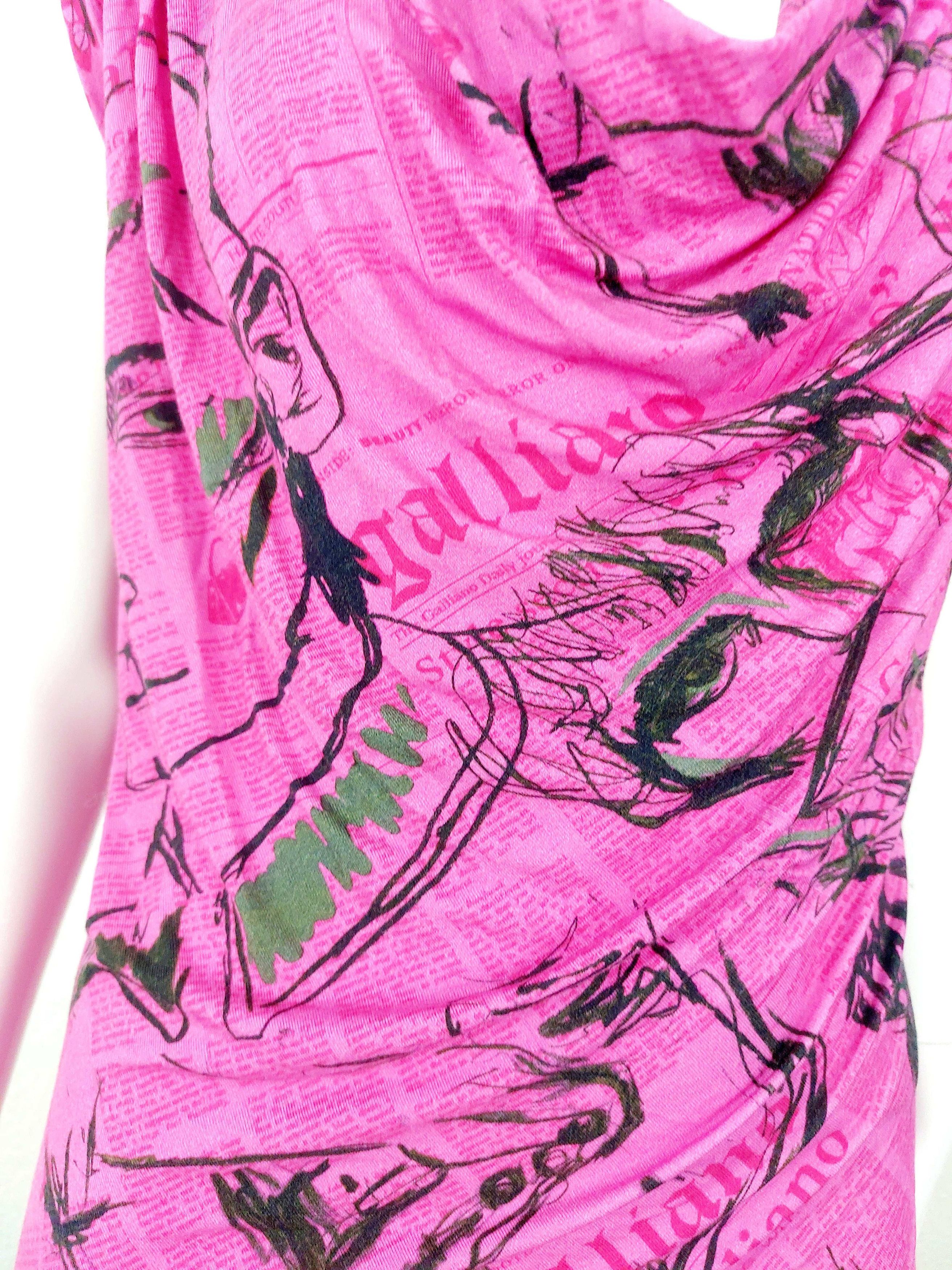 John Galliano John Galliano Pink Gazette Newspaper Sketch Face Pink Dress Size M / US 6-8 / IT 42-44 - 7 Thumbnail