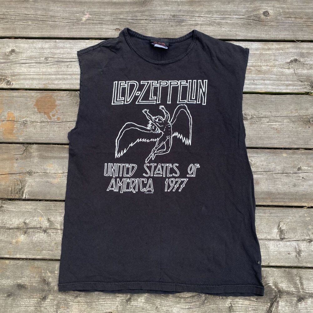 Led Zeppelin × Vintage Vintage Led Zeppelin 1977 United States of America Tour T S Size L / US 10 / IT 46 - 2 Thumbnail