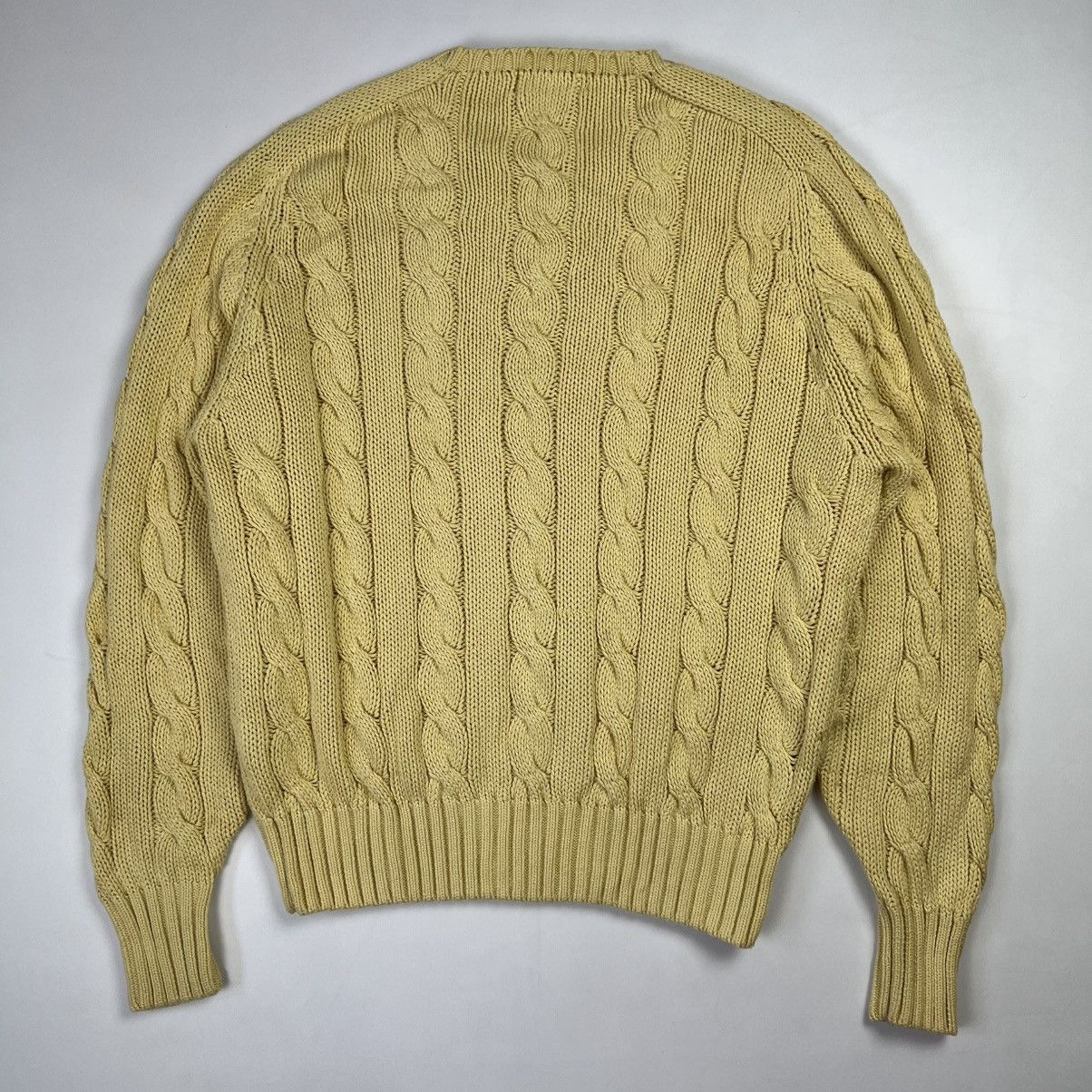 Polo Ralph Lauren × Vintage Vintage 90s Ralph Lauren cable heavy knit crew neck sweater Size US L / EU 52-54 / 3 - 6 Thumbnail