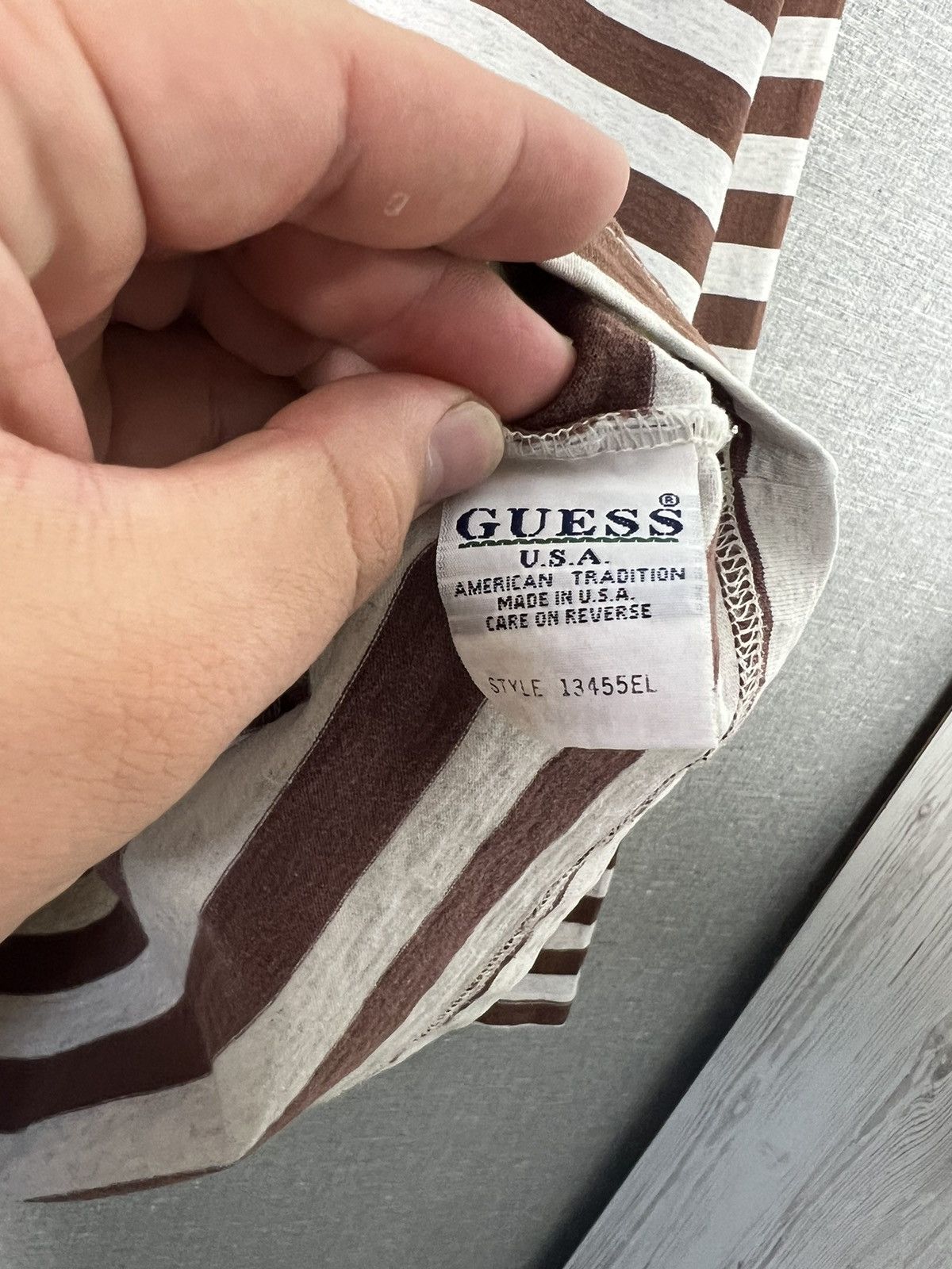 Guess Rare Vintage Guess Jeans USA Striped Long Sleeve Brown/Grey Size US L / EU 52-54 / 3 - 15 Thumbnail