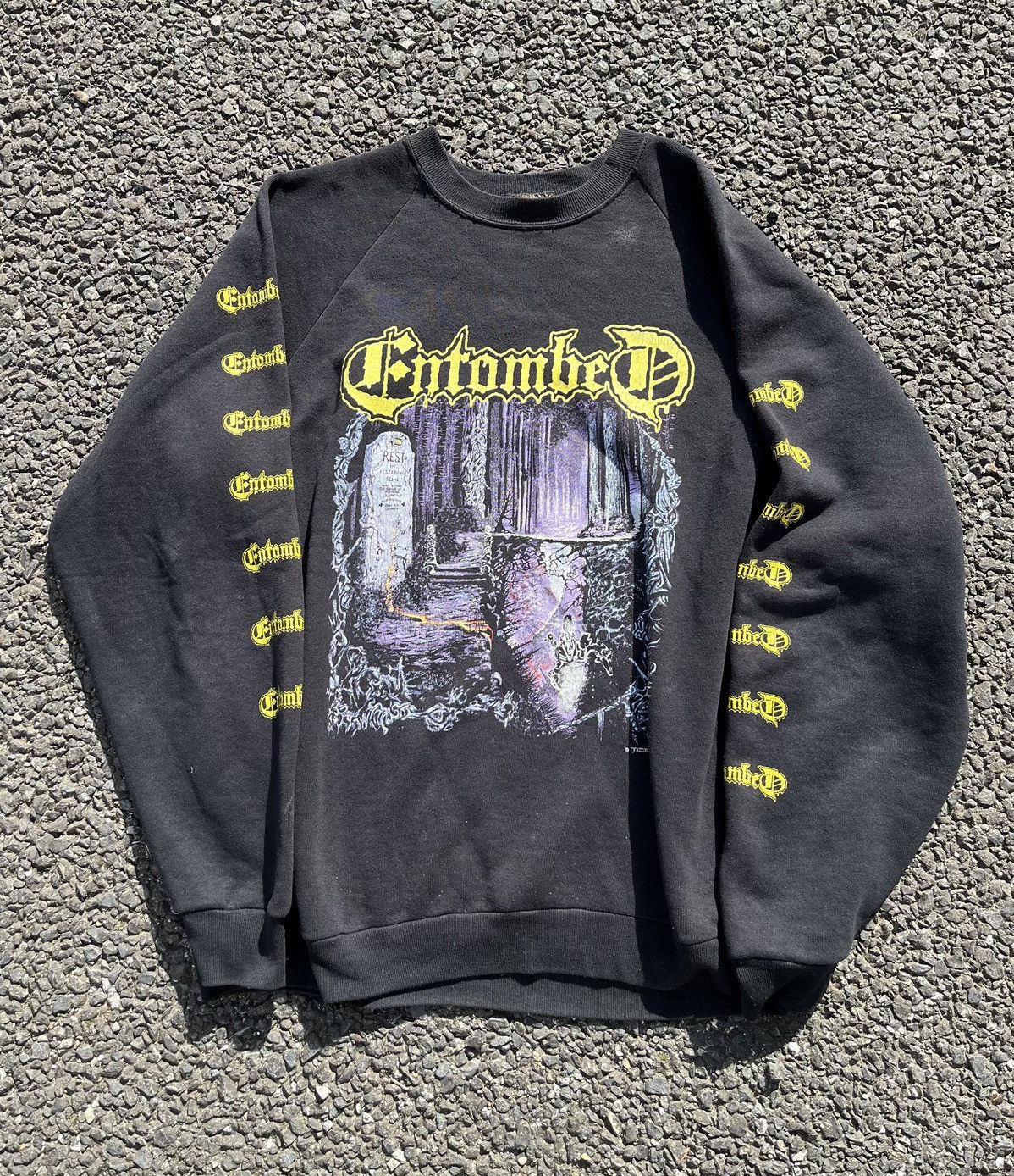 image of Band Tees Vintage Entombed Left Hand Path Crewneck 1990 in Black, Men's (Size XL)
