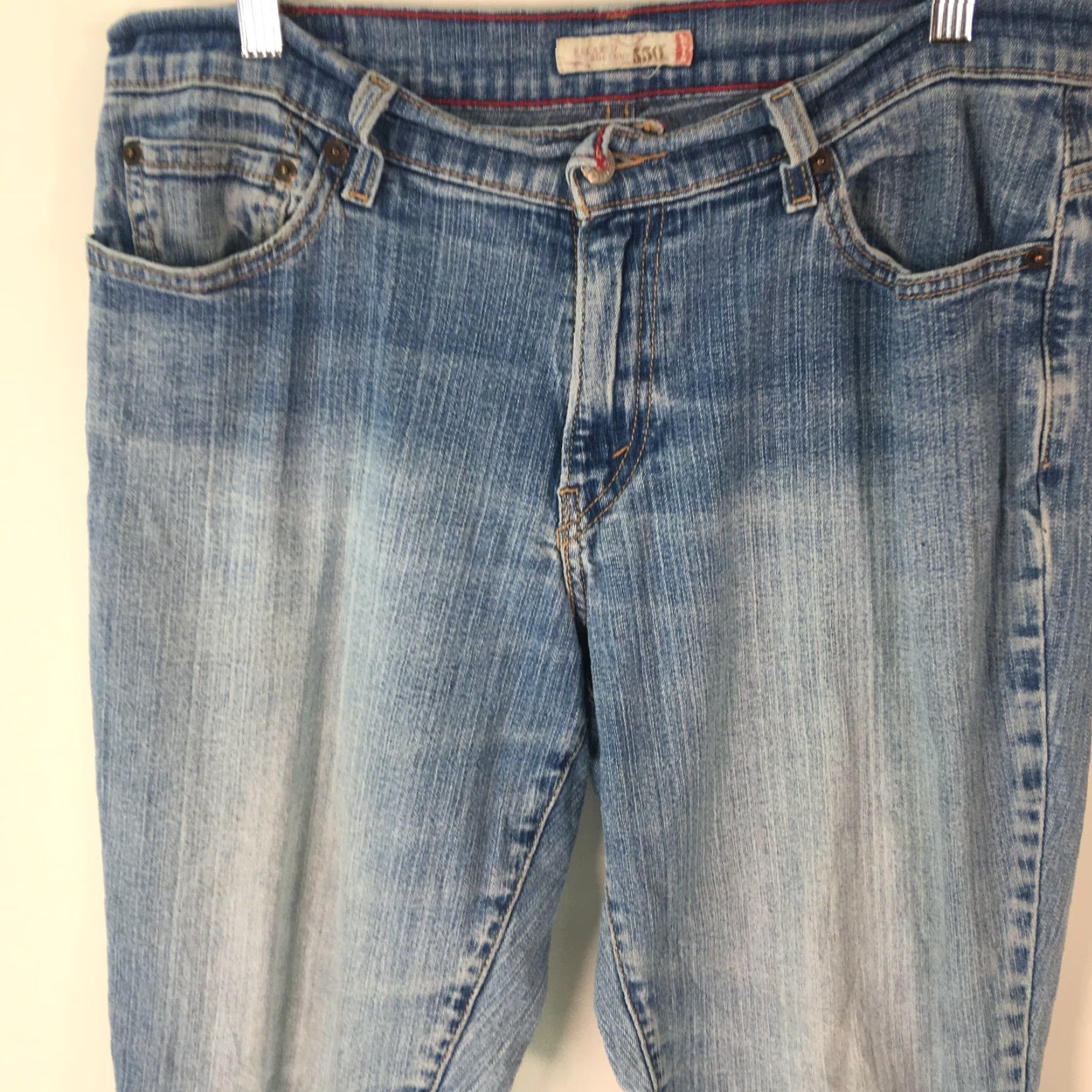 Denime Levis 550 Womens Casual Flat Front Relaxed Boot Cut Blue Denim Jeans Size 10 Size 32" / US 10 / IT 46 - 3 Thumbnail