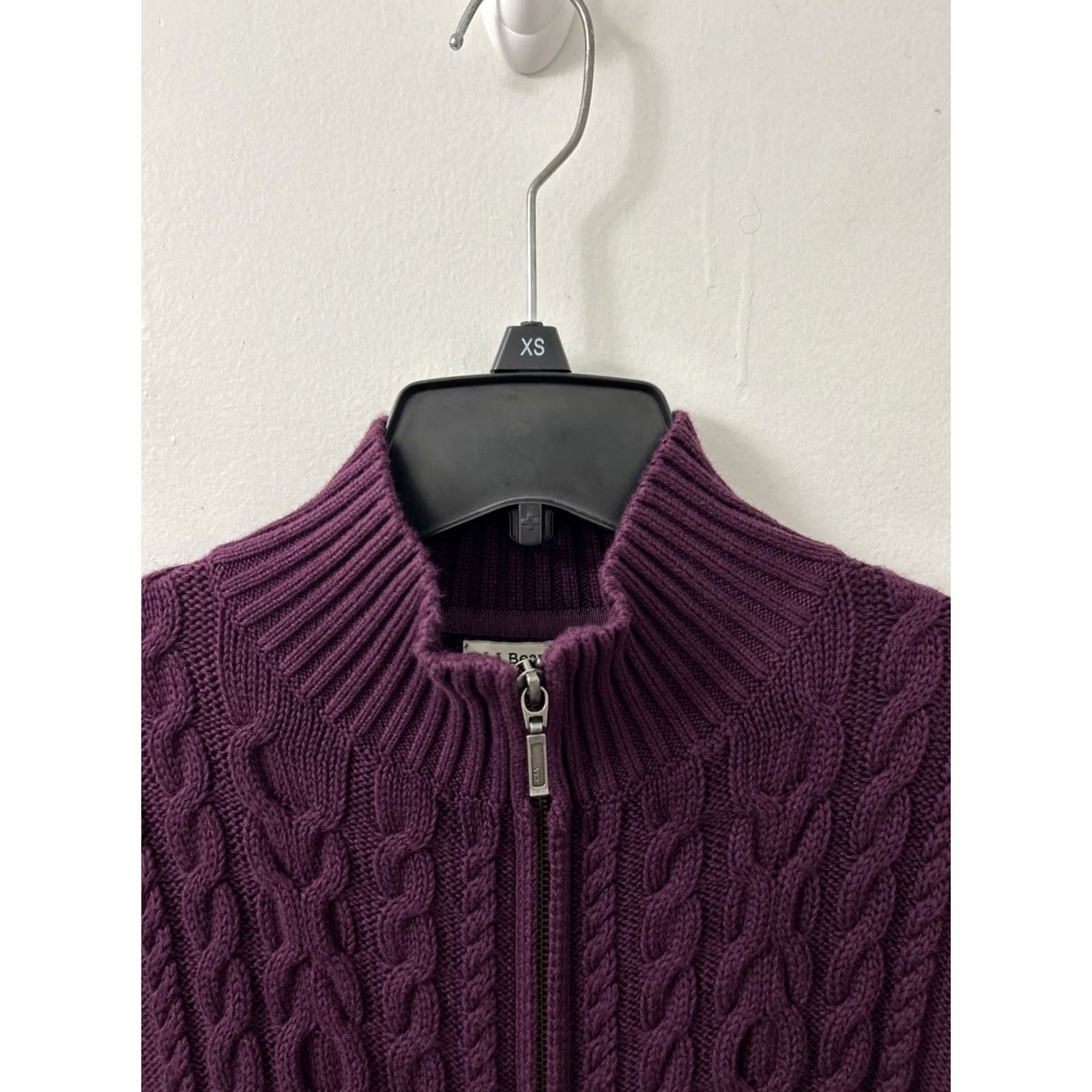 Doublet LL Bean Double L Sweater Womens M Burgundy Red Cable Knit Full Zip Mock Neck Cardigan 100% Cotton Regular Size M Womens Color Red Size M / US 6-8 / IT 42-44 - 5 Thumbnail