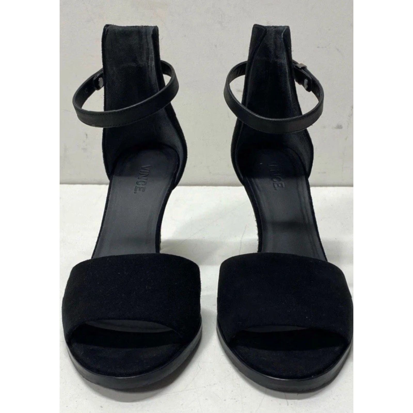 Vince Vince Heels Women Strappy Open Toe Open Toe Buckle Adjustable Strap Suede Leather Lining Black 36 EU 6 US 3.5 UK -- Size US 6 / IT 36 - 2 Thumbnail