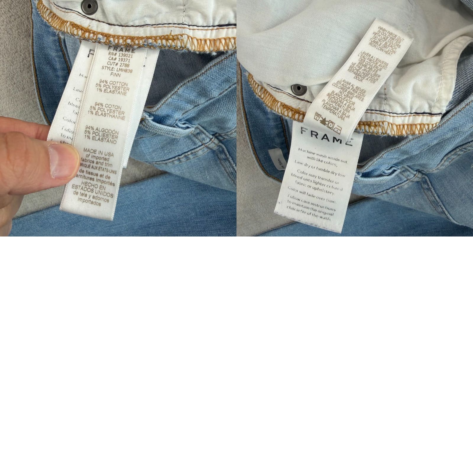 Frame FRAME L'Homme Slim Jeans Finn 36x34 Denim Male 36 Regular Blue 5-Pocket Button Zip Stretch Vintage No N/A Size US 36 / EU 52 - 8 Thumbnail